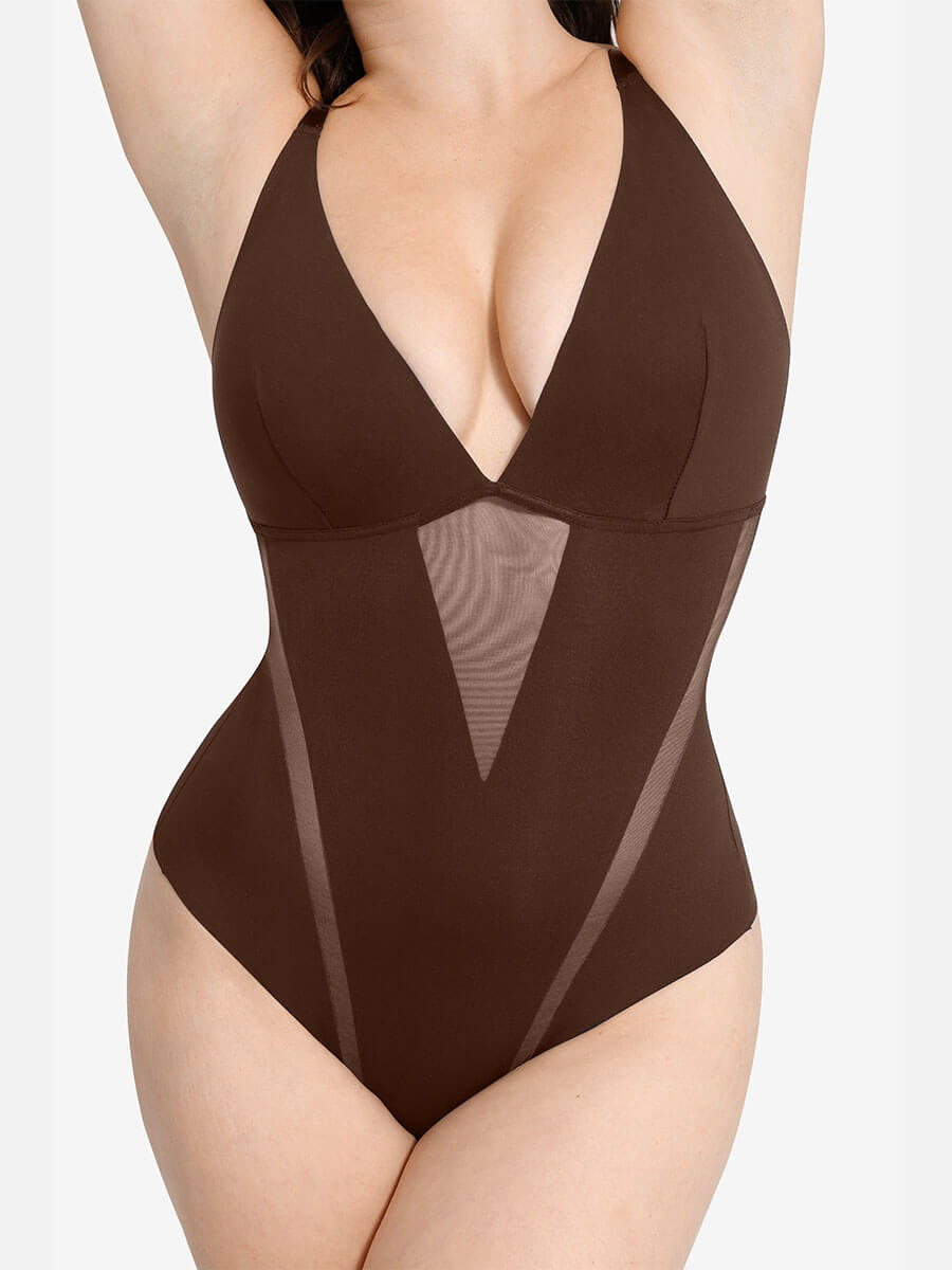HeyCurve| Deep V-Neck Thong Bodysuit