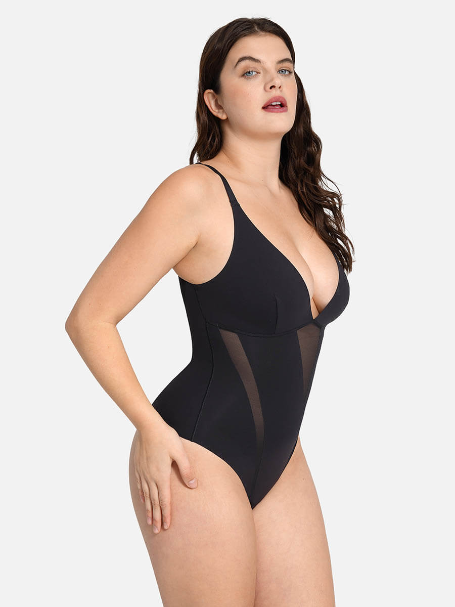 HeyCurve| Deep V-Neck Thong Bodysuit