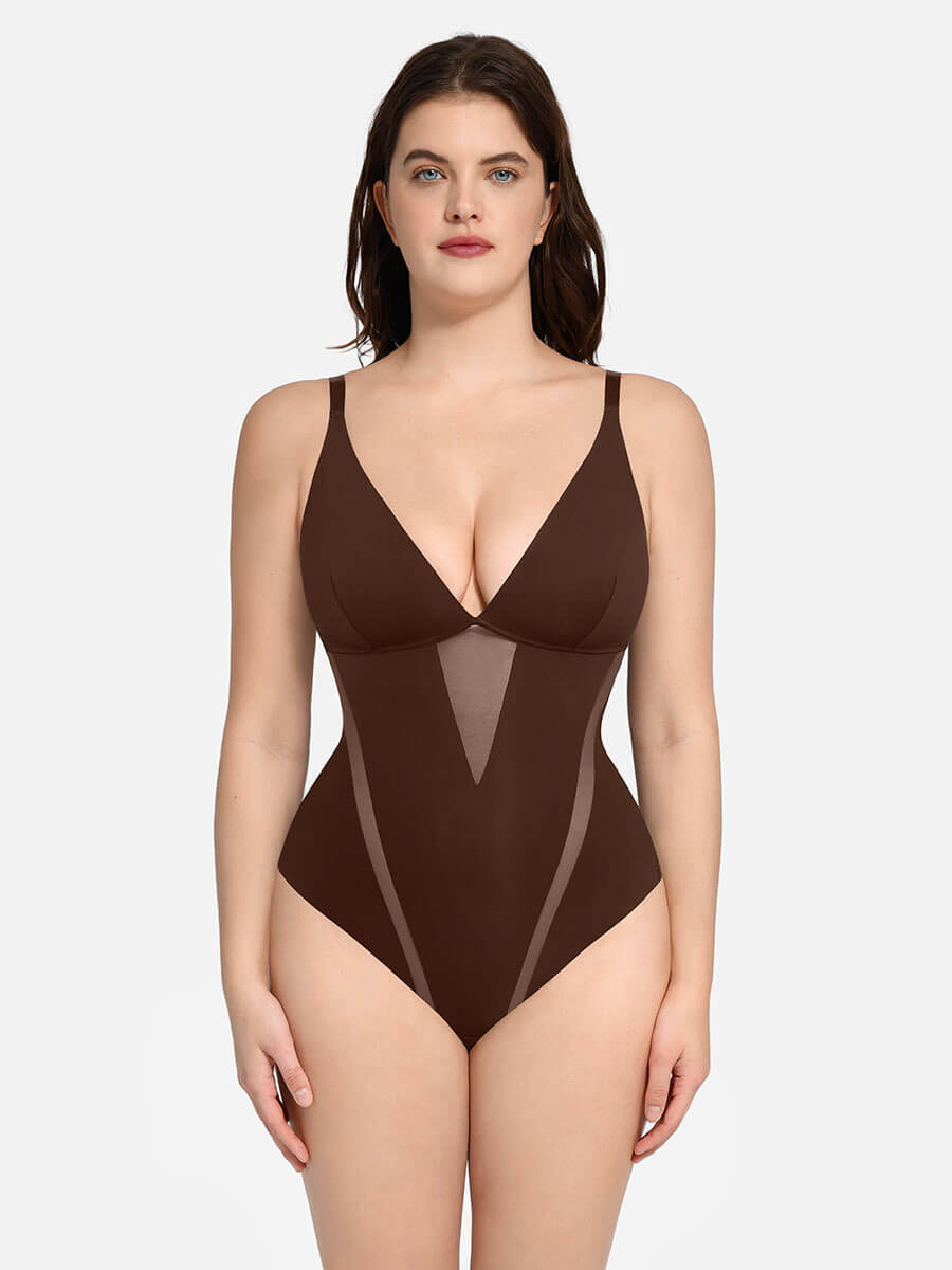 HeyCurve| Deep V-Neck Thong Bodysuit