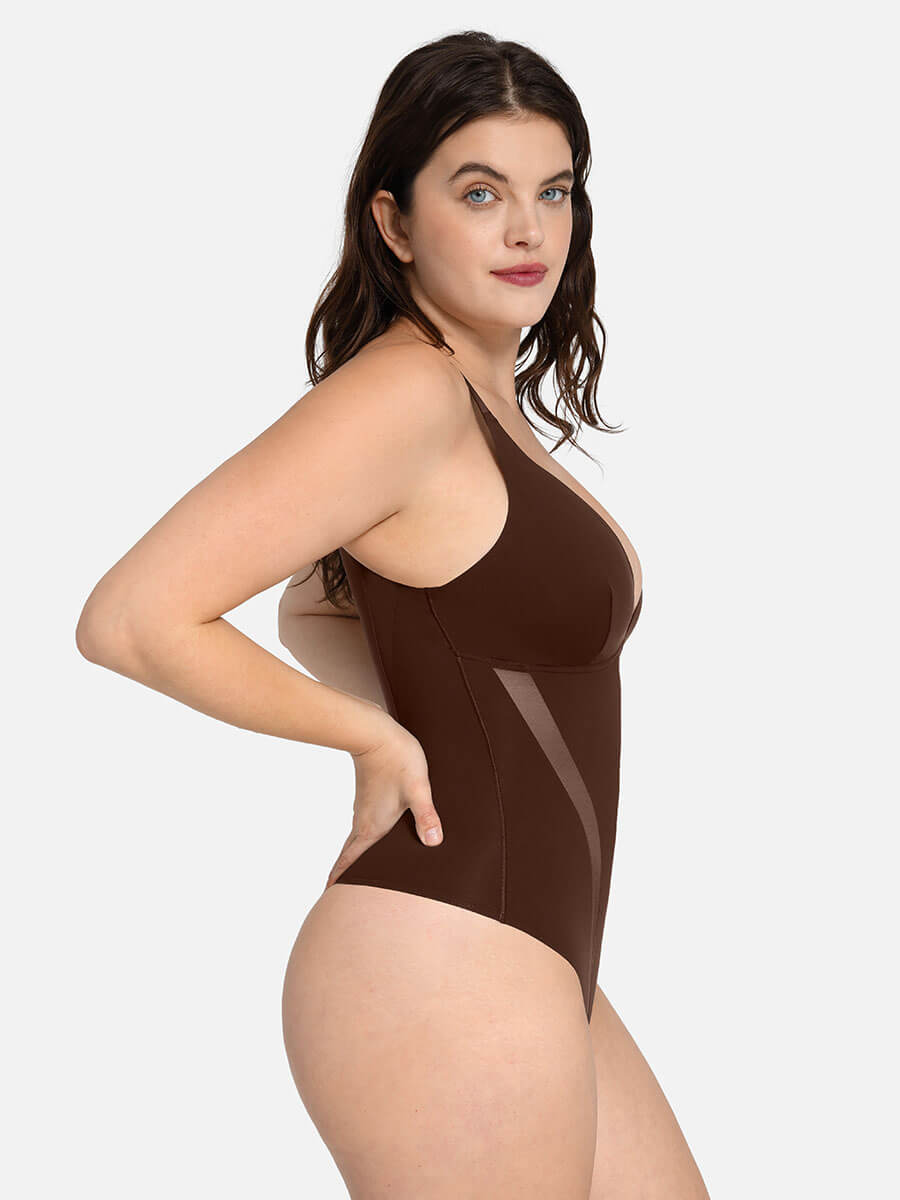 HeyCurve| Deep V-Neck Thong Bodysuit