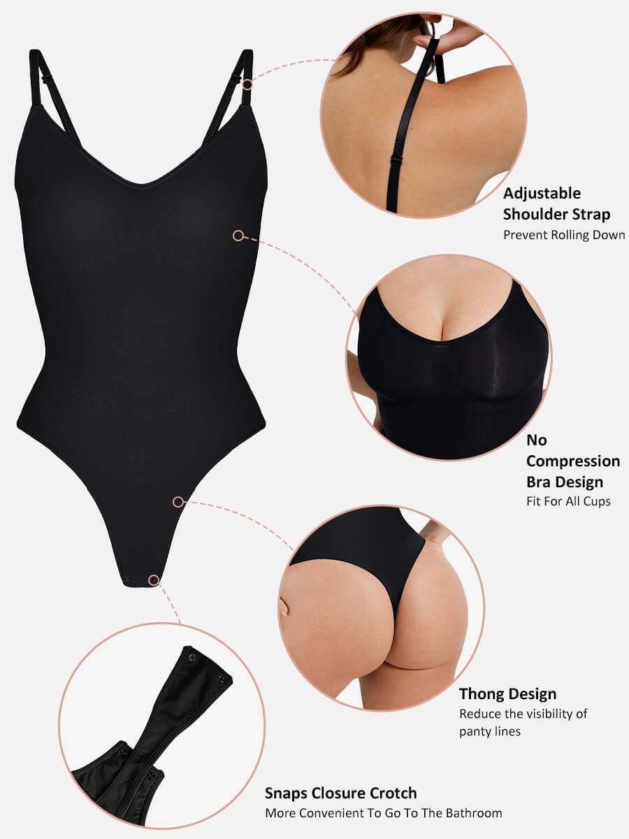 HeyCurve| everyday Wear Seamless Thong Bodysuit