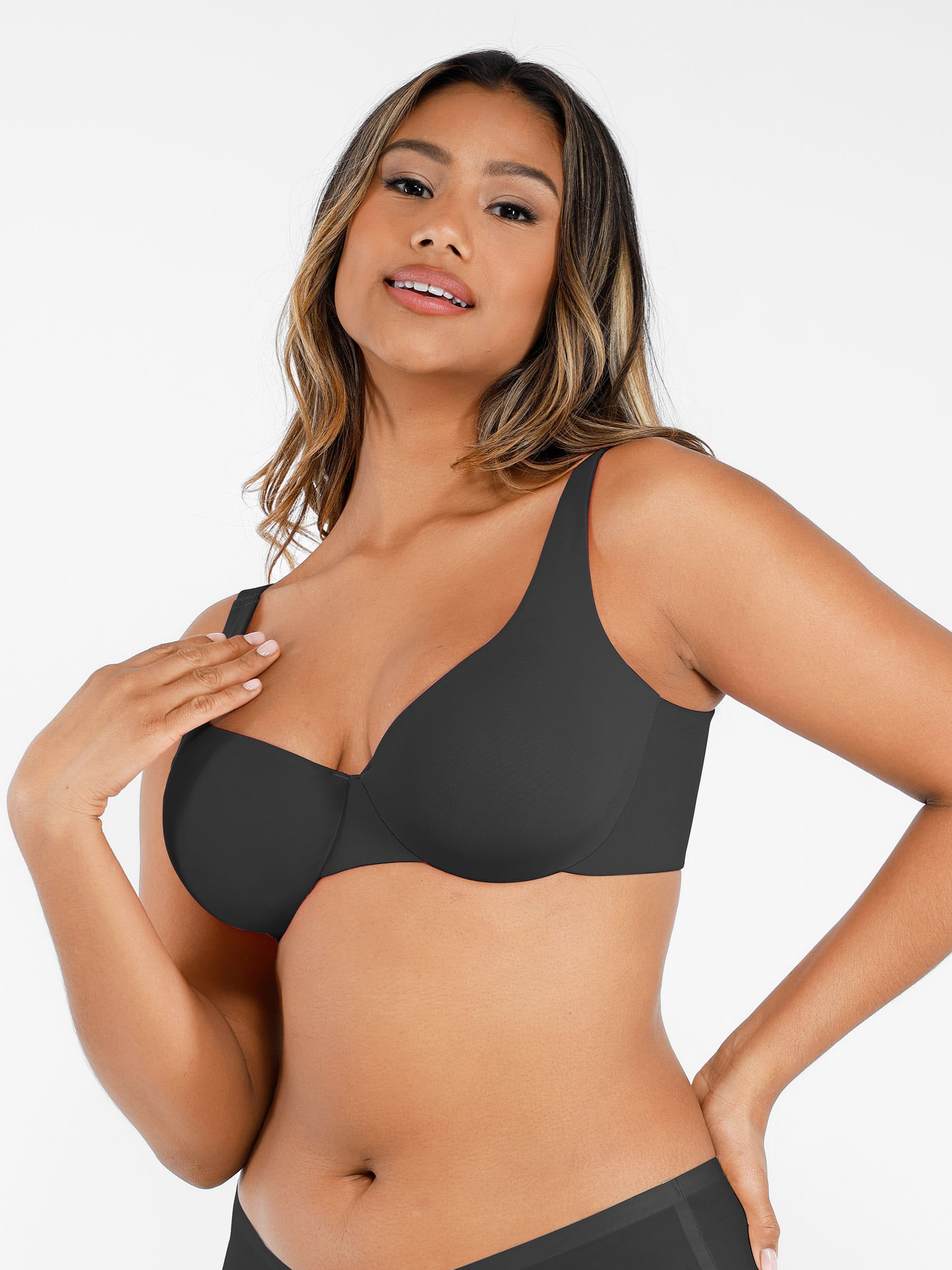 Hej Curve| Underwire Justerbar Djup V-ringad Behå