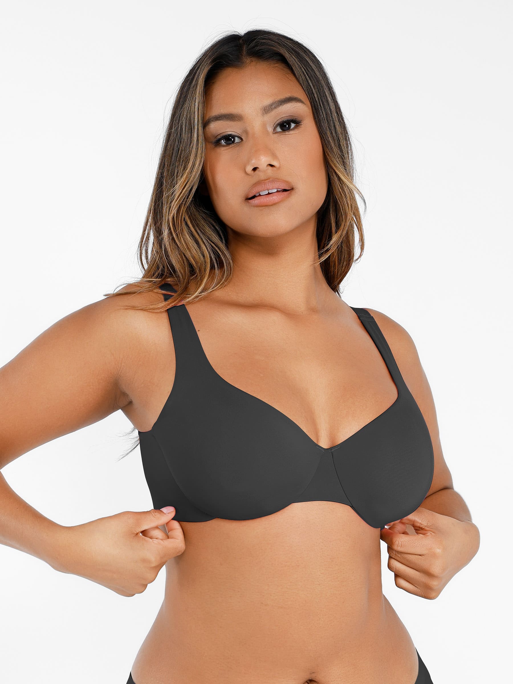 Hej Curve| Underwire Justerbar Djup V-ringad Behå