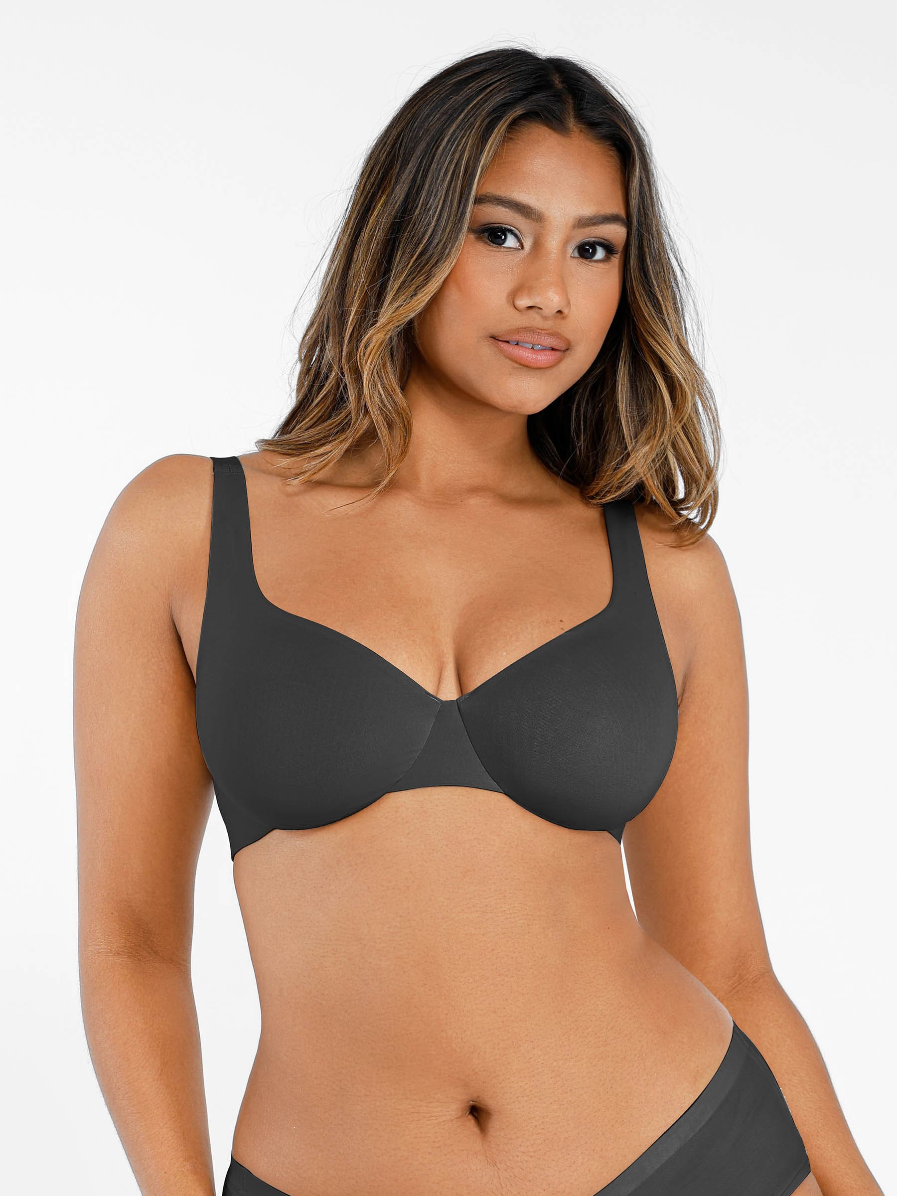 Hej Curve| Underwire Justerbar Djup V-ringad Behå