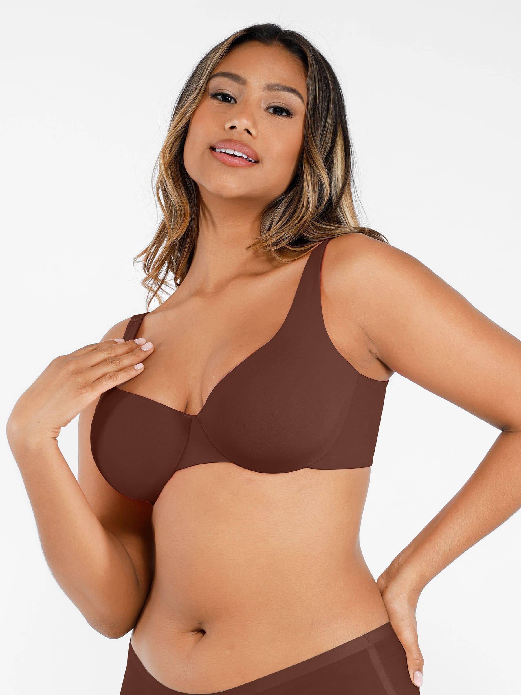 Hej Curve| Underwire Justerbar Djup V-ringad Behå