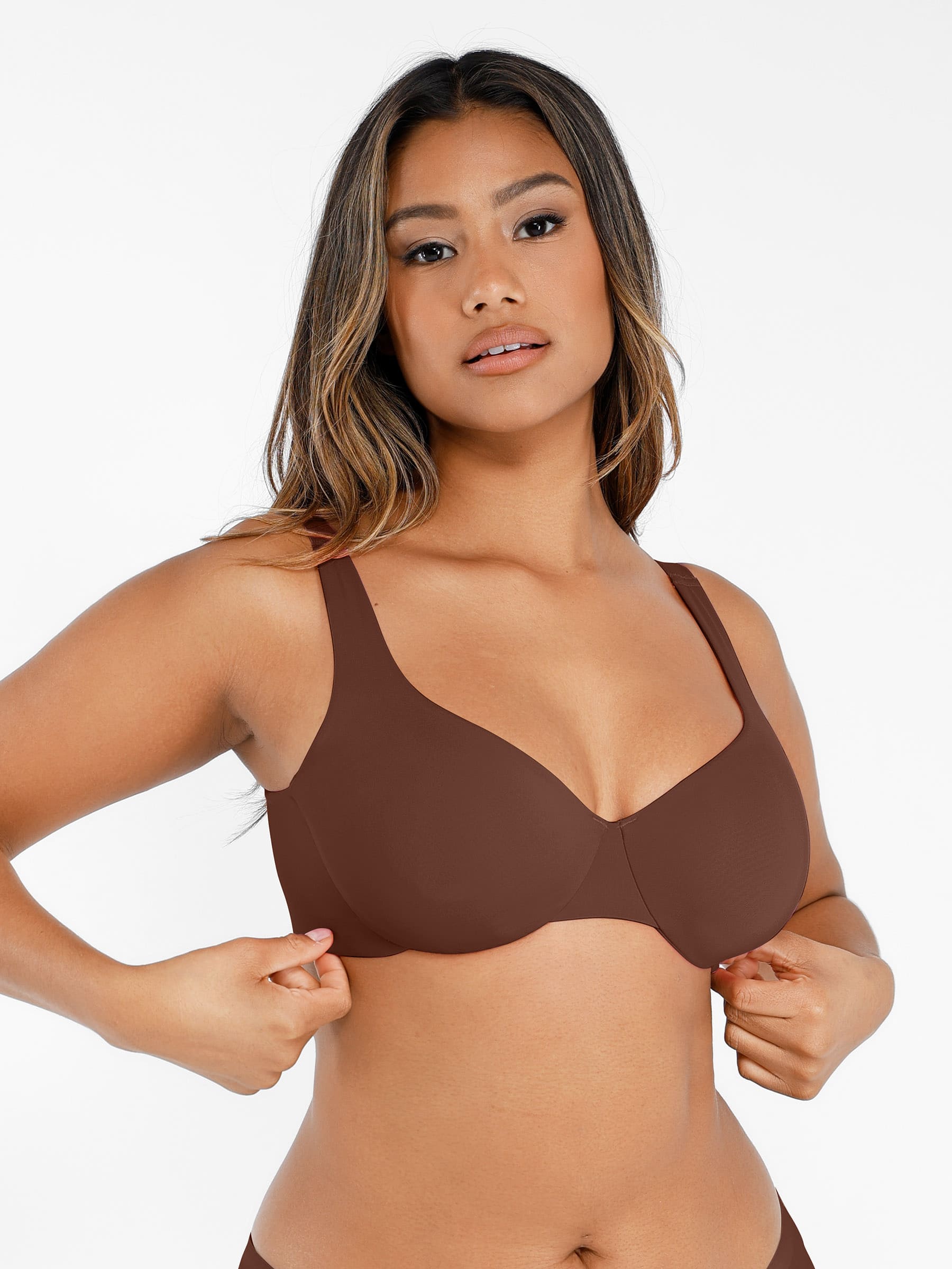 Hej Curve| Underwire Justerbar Djup V-ringad Behå