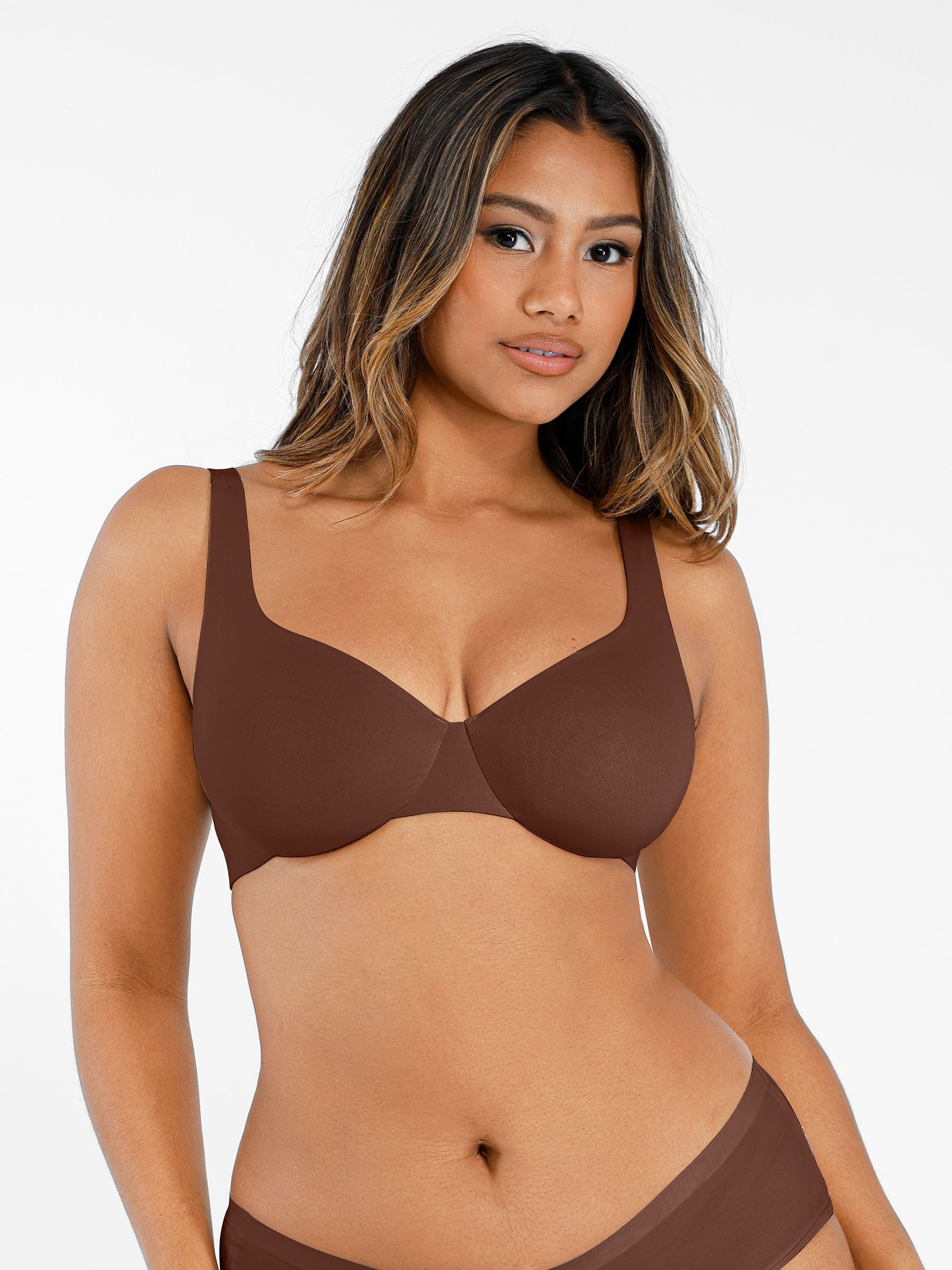 Hej Curve| Underwire Justerbar Djup V-ringad Behå