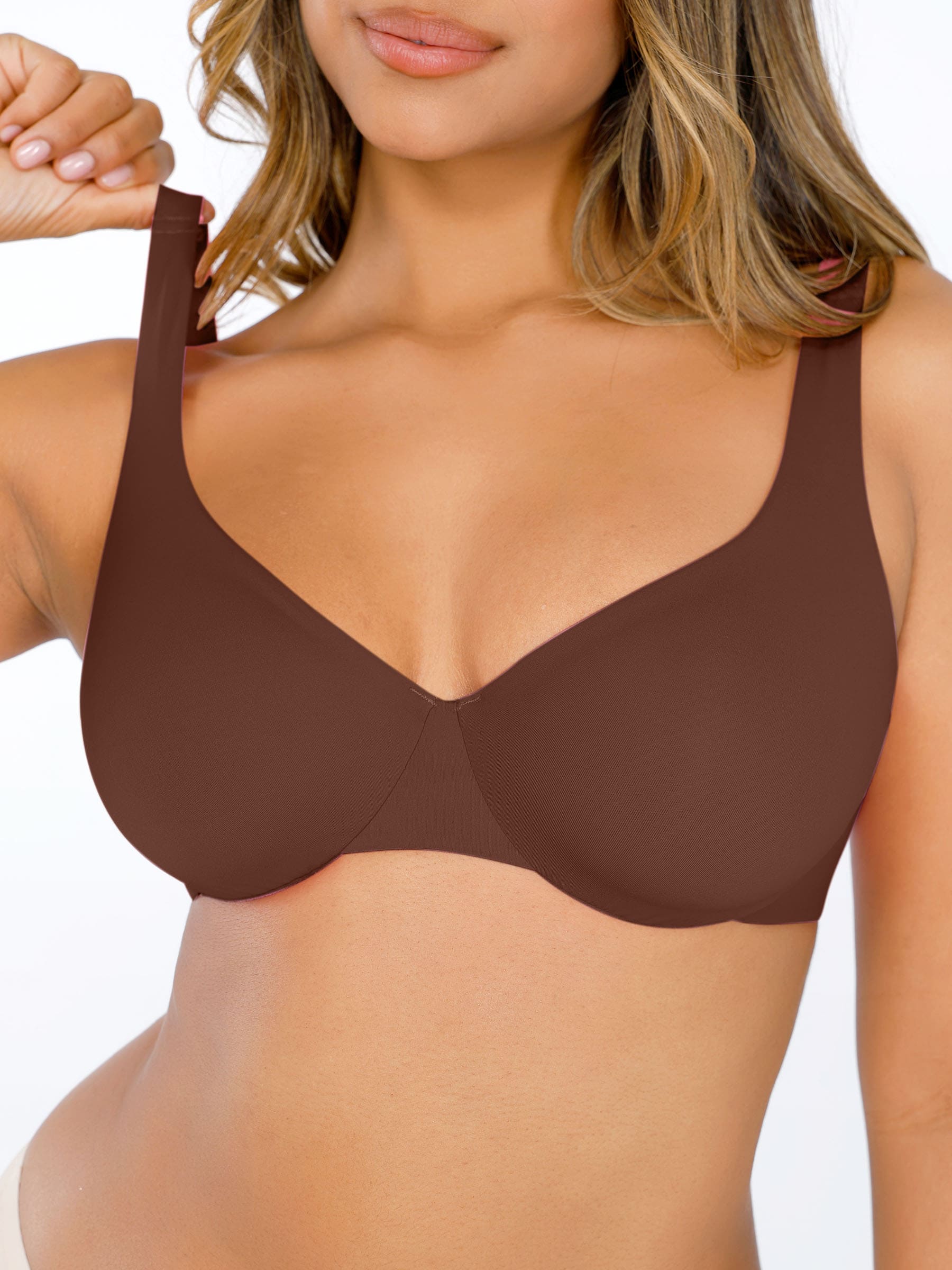 Hej Curve| Underwire Justerbar Djup V-ringad Behå