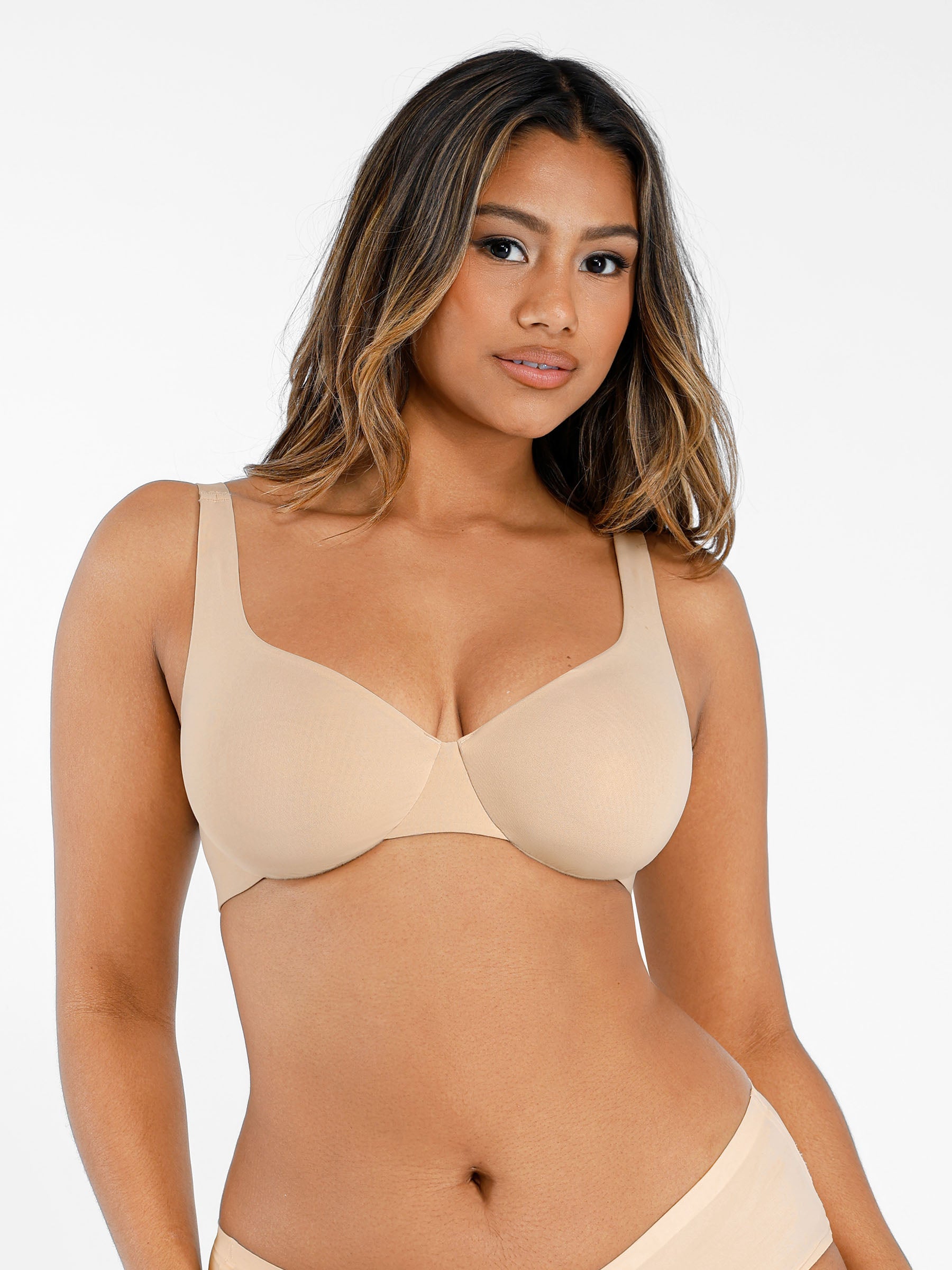 Hej Curve| Underwire Justerbar Djup V-ringad Behå