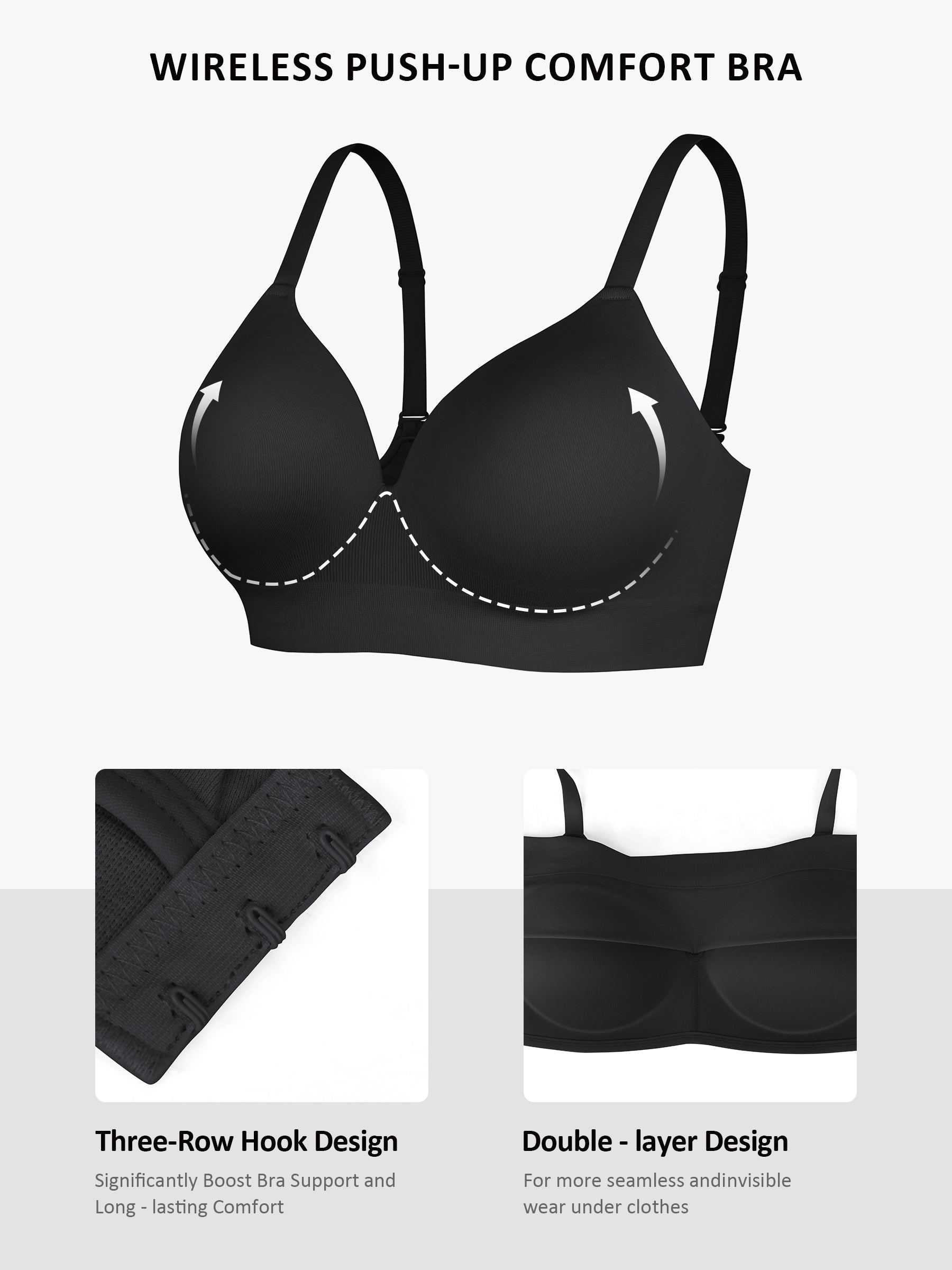 HeyCurve| Wireless Seamless Push-Up V-neck Bra