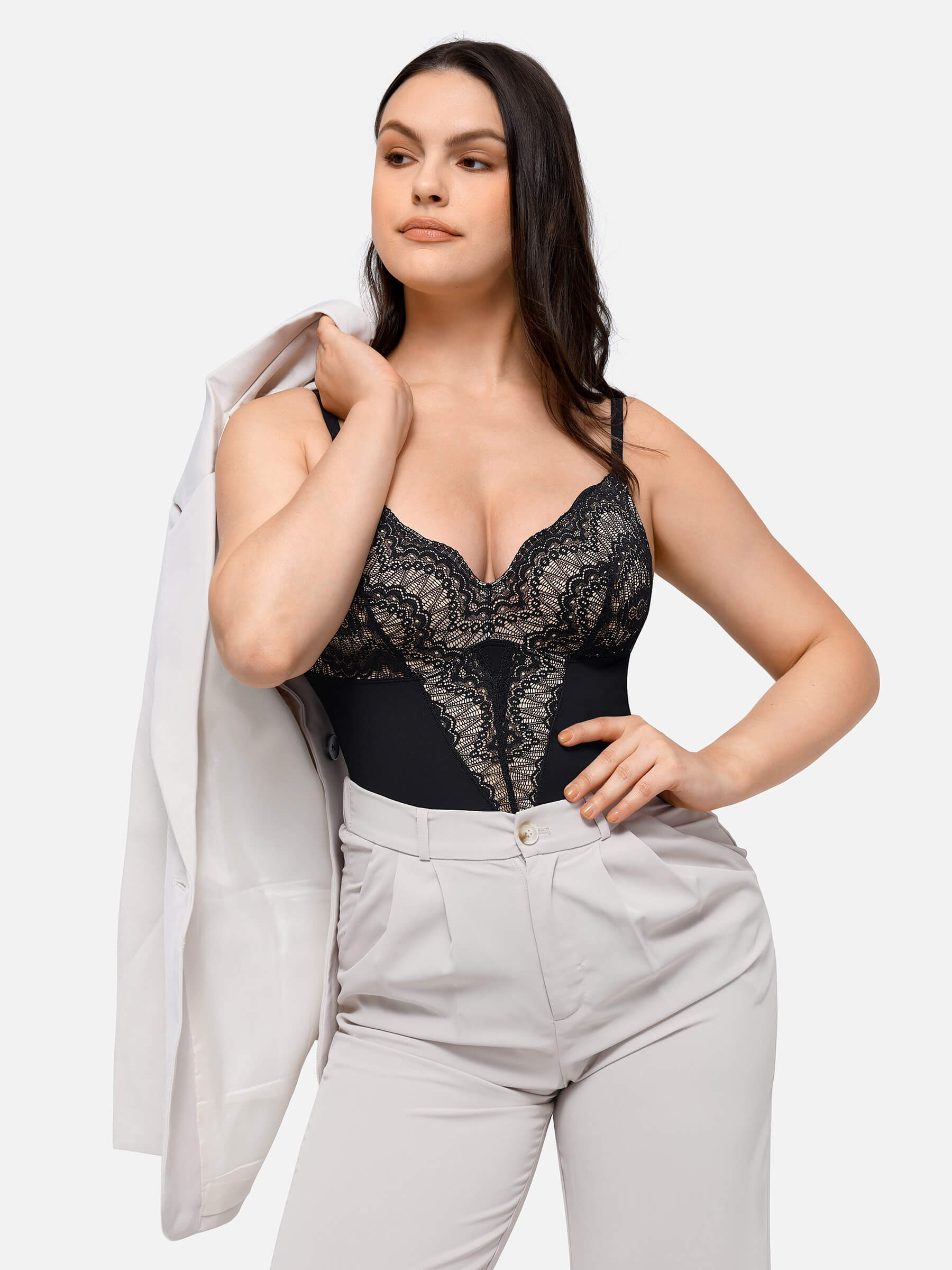 HeyCurve| Low-back Ultra-versatile Lace Bodysuit