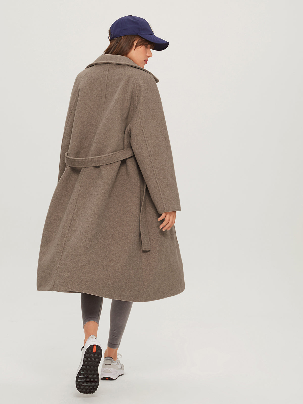 Brushed Belted Long Overcoat