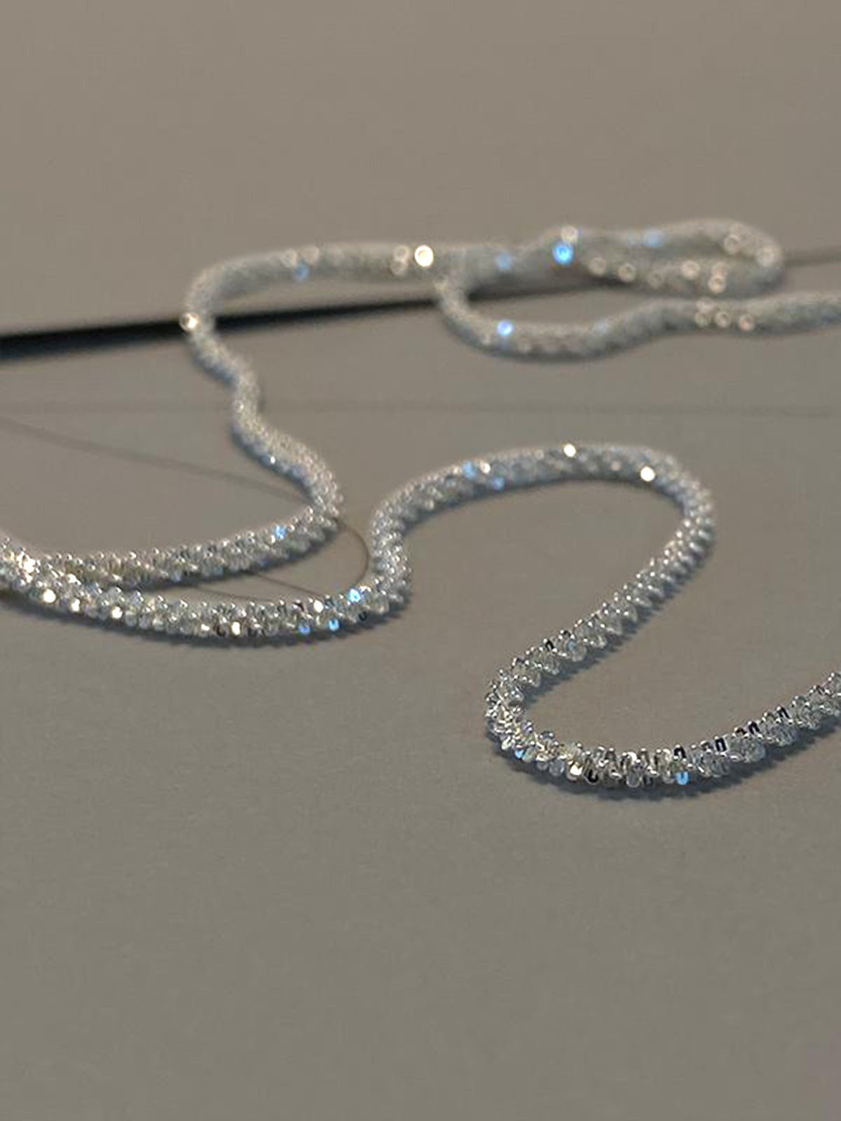 Rhinestone Decor Silver Plated Necklace