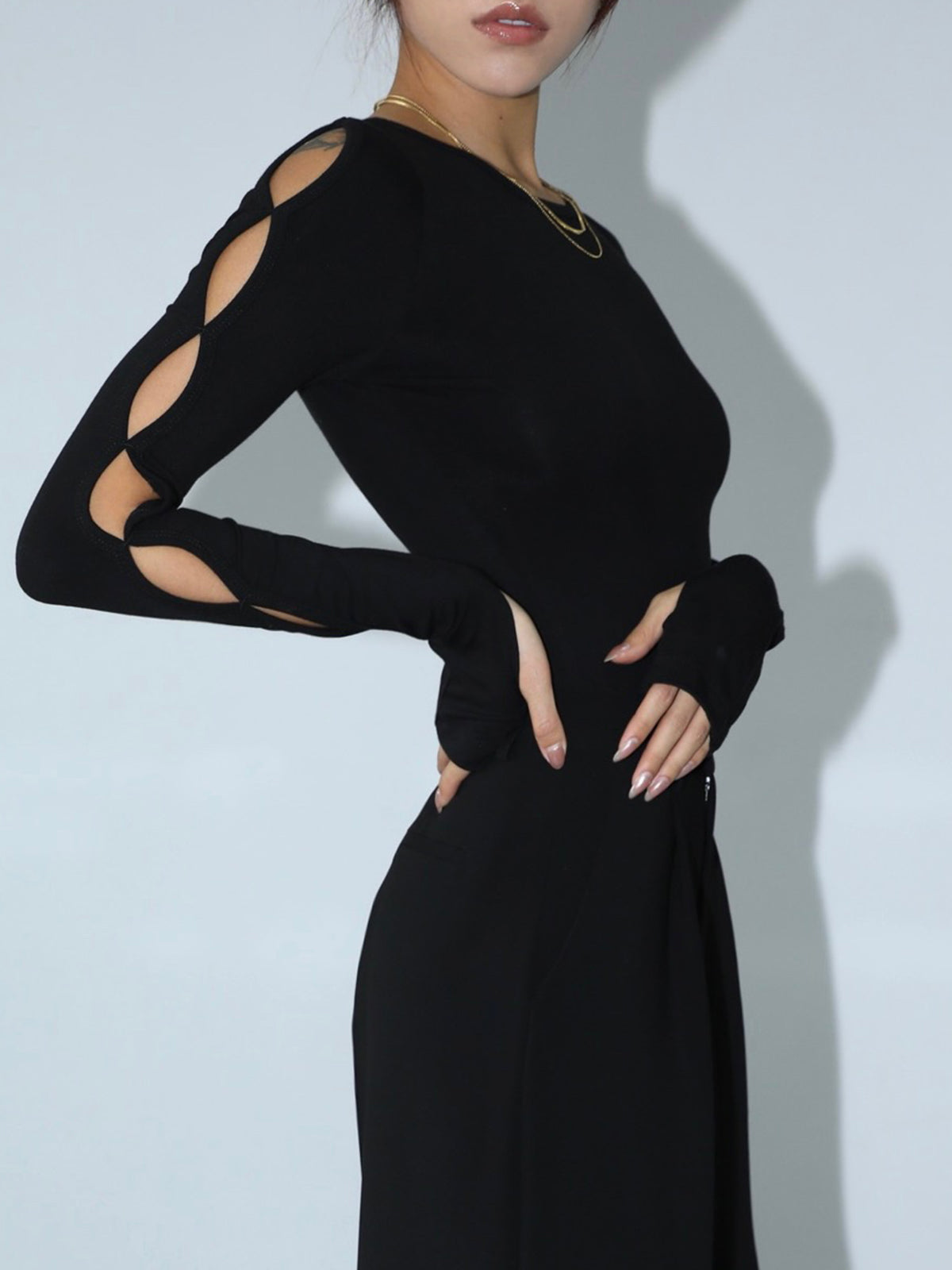 Keyhole Cutout Long Sleeve Bodysuit