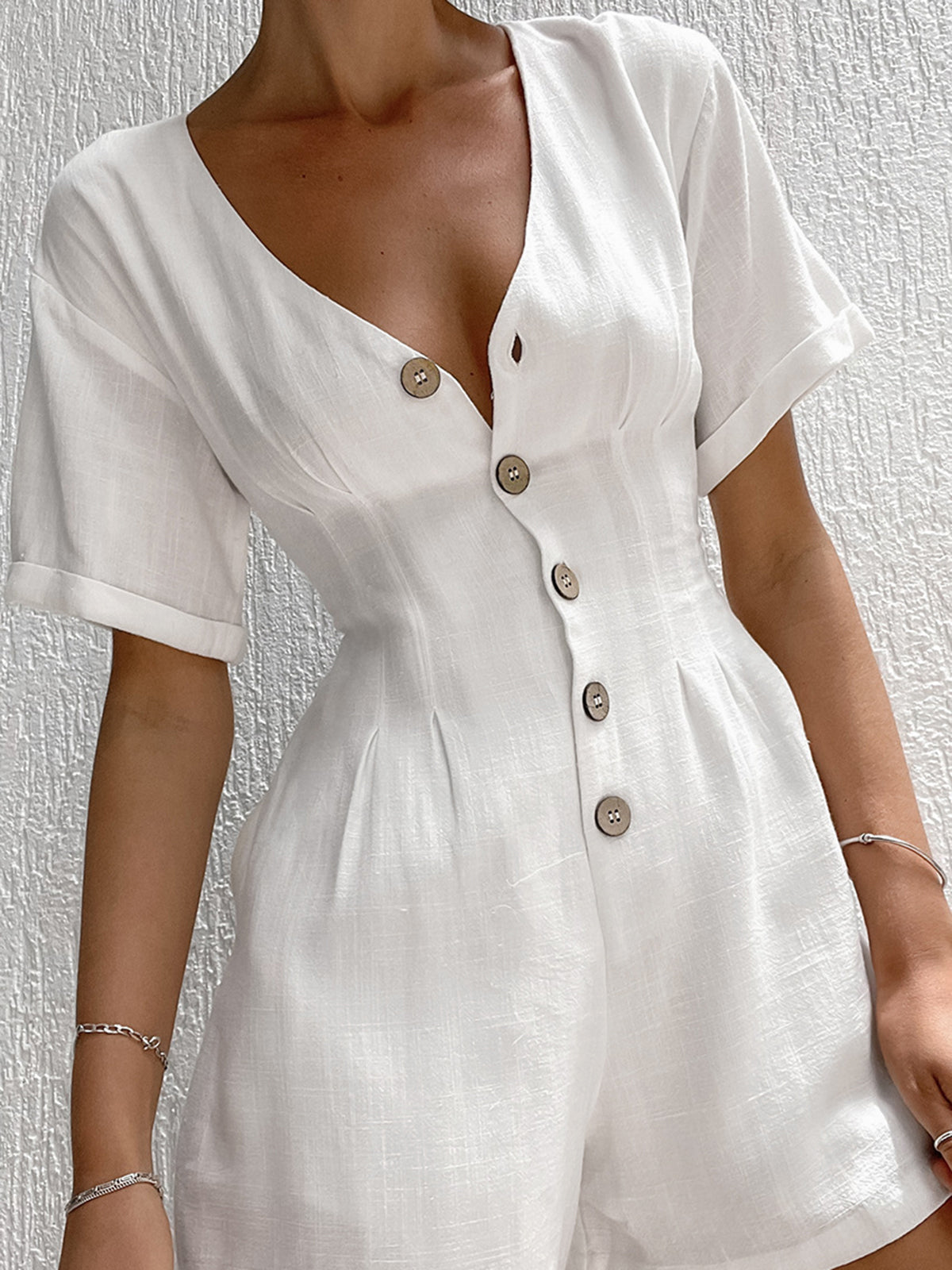 Button Down Linen Cotton Jumpsuit