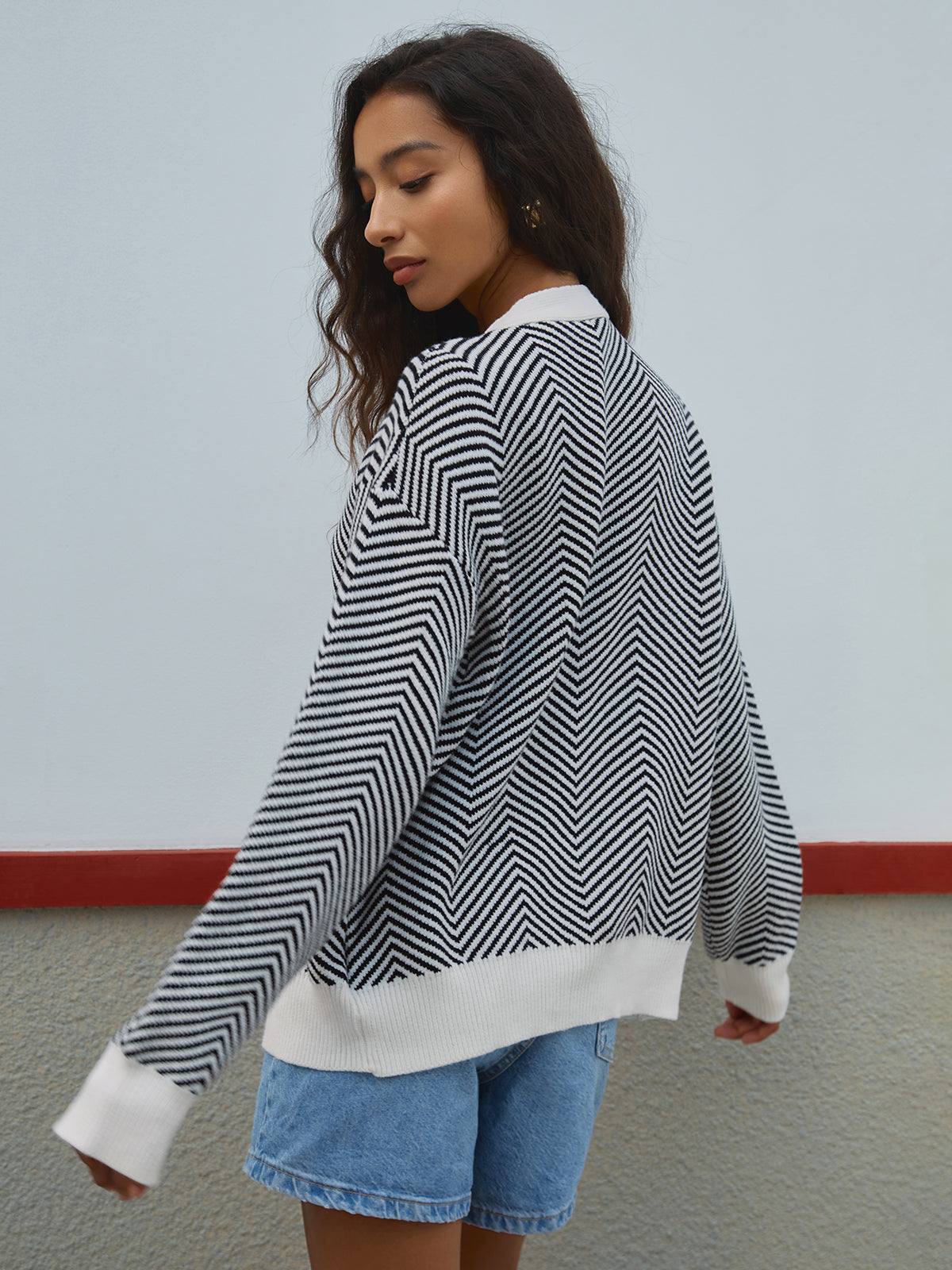 Oversized Herringbone Cardigan