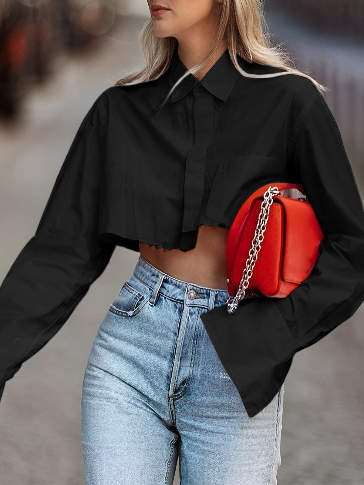 Asymmetrical Cotton Crop Shirt