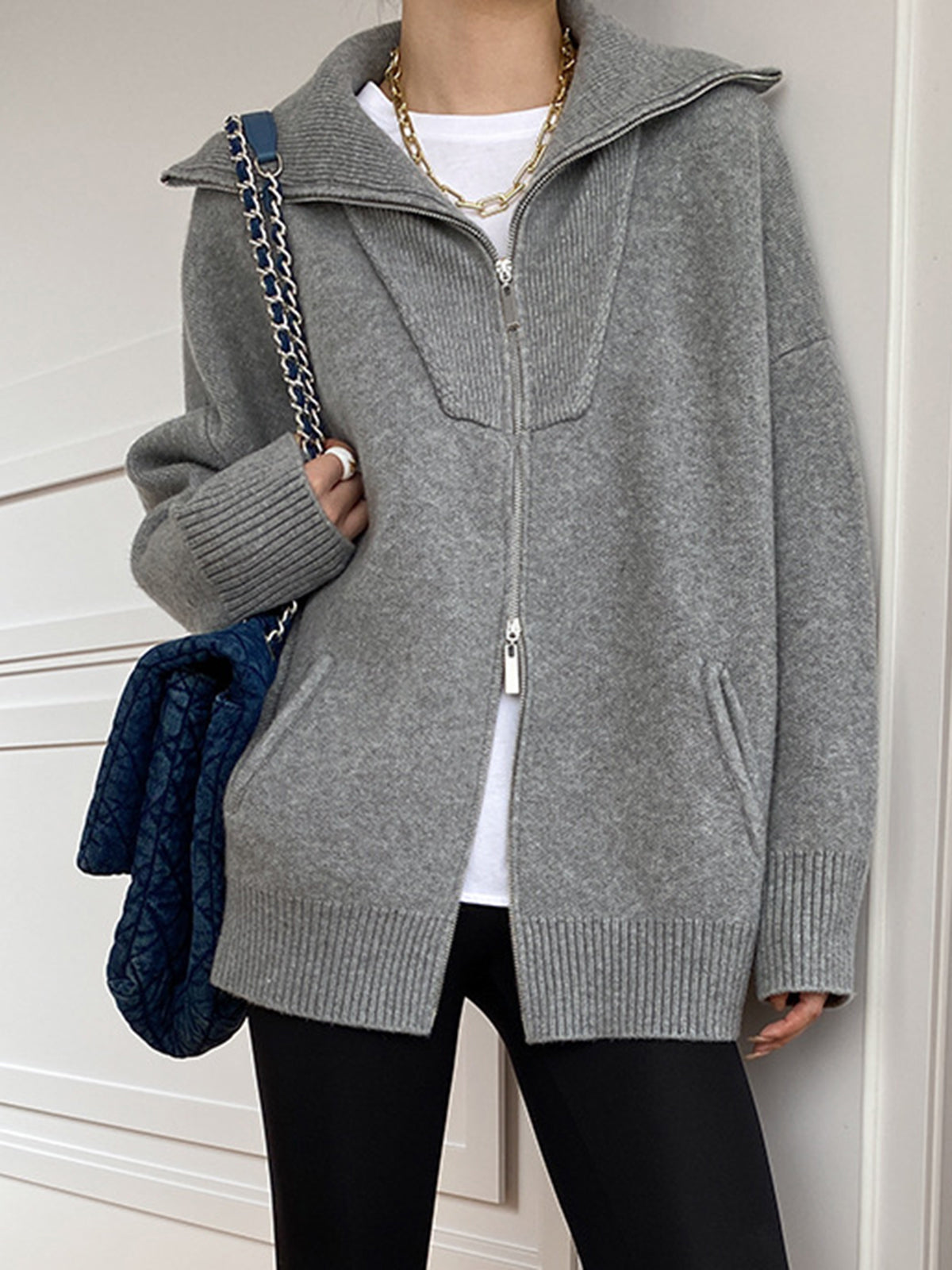 Oversized Open Collar Cardigan