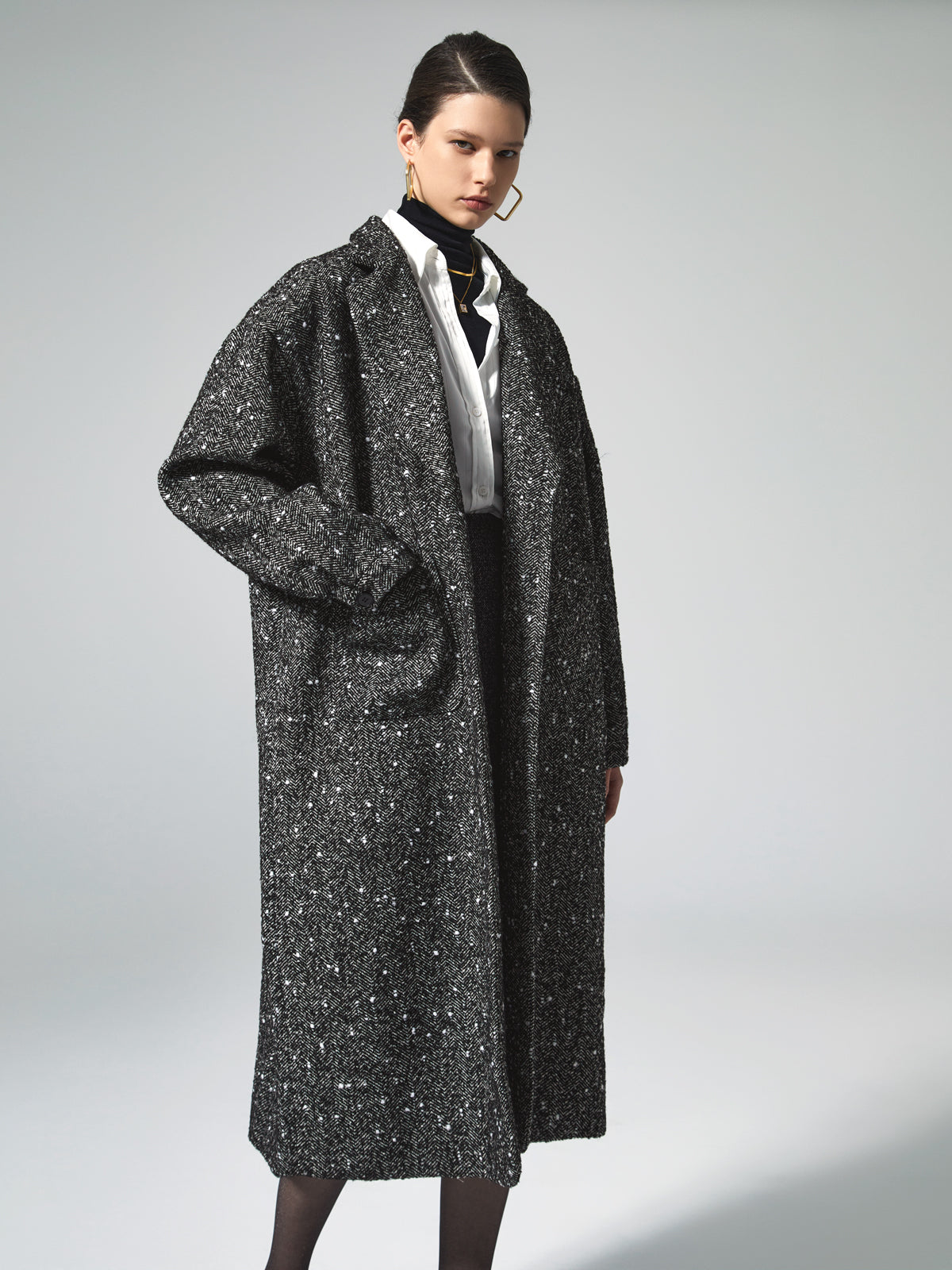 Tweed Boucle Wool Coat