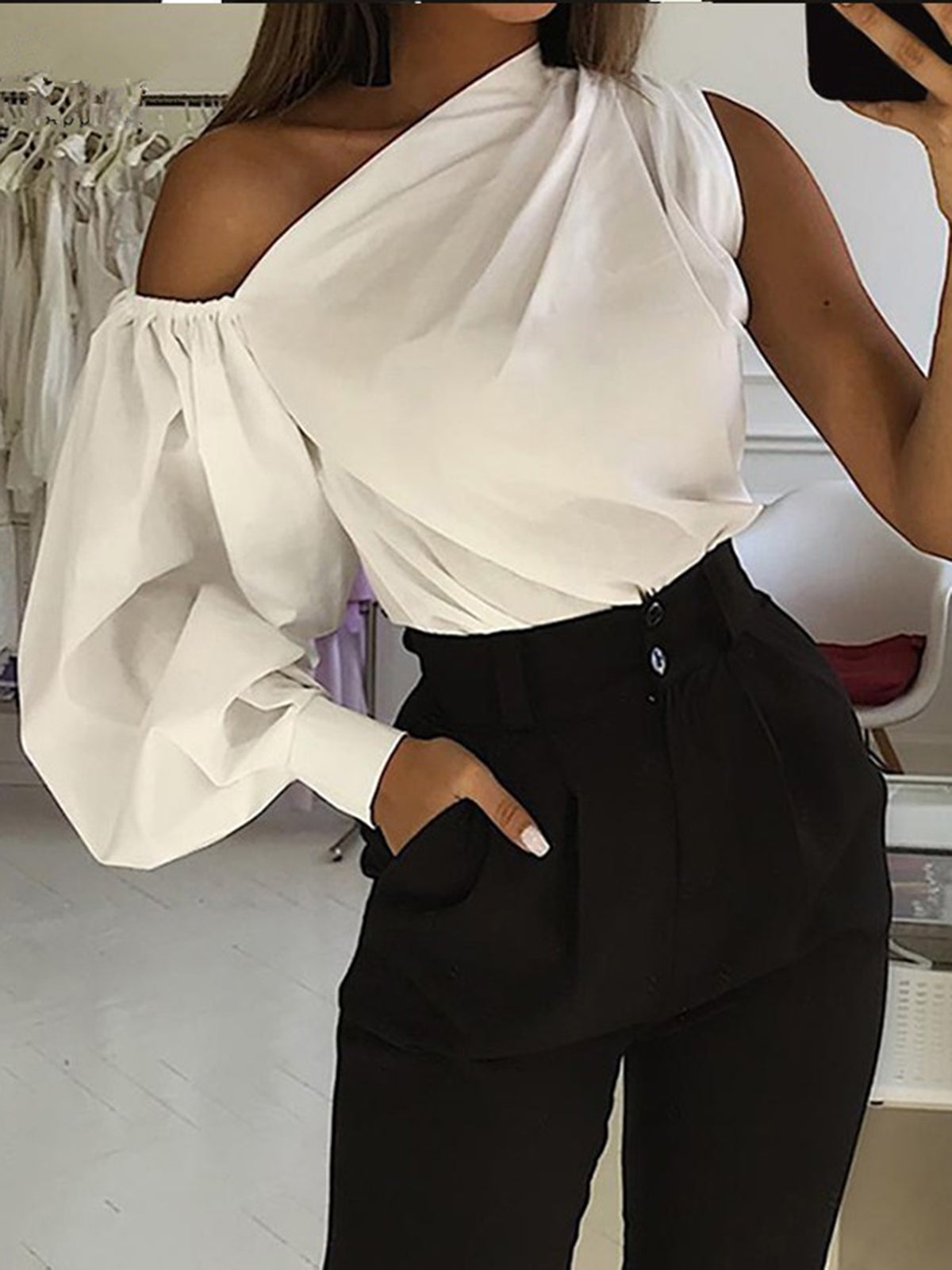 Asymmetrical Off Shoulder Blouse