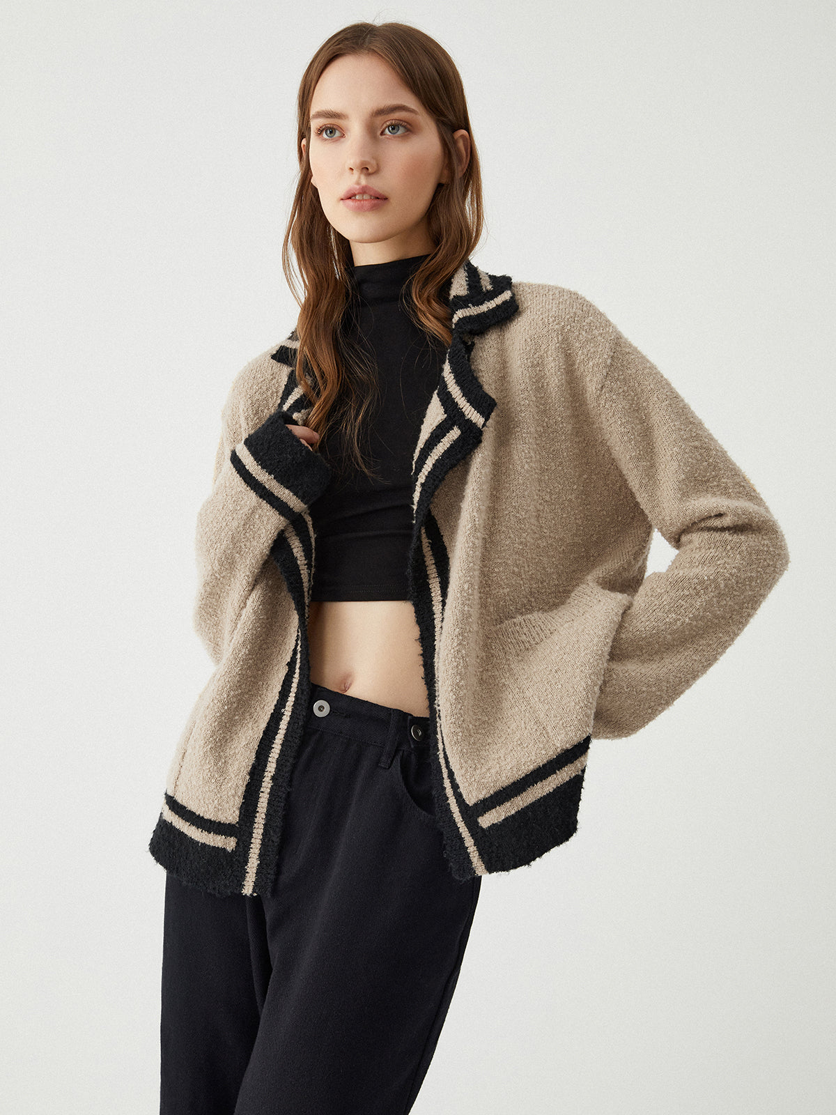 Contrast Trim Knit Cardigan