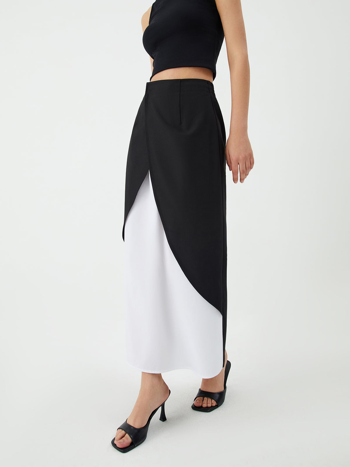 Patchwork Split Maxi Skirt