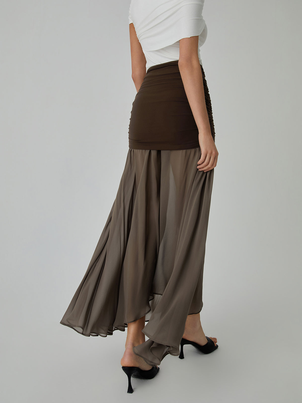 Net Chiffon Patchwork Maxi Skirt