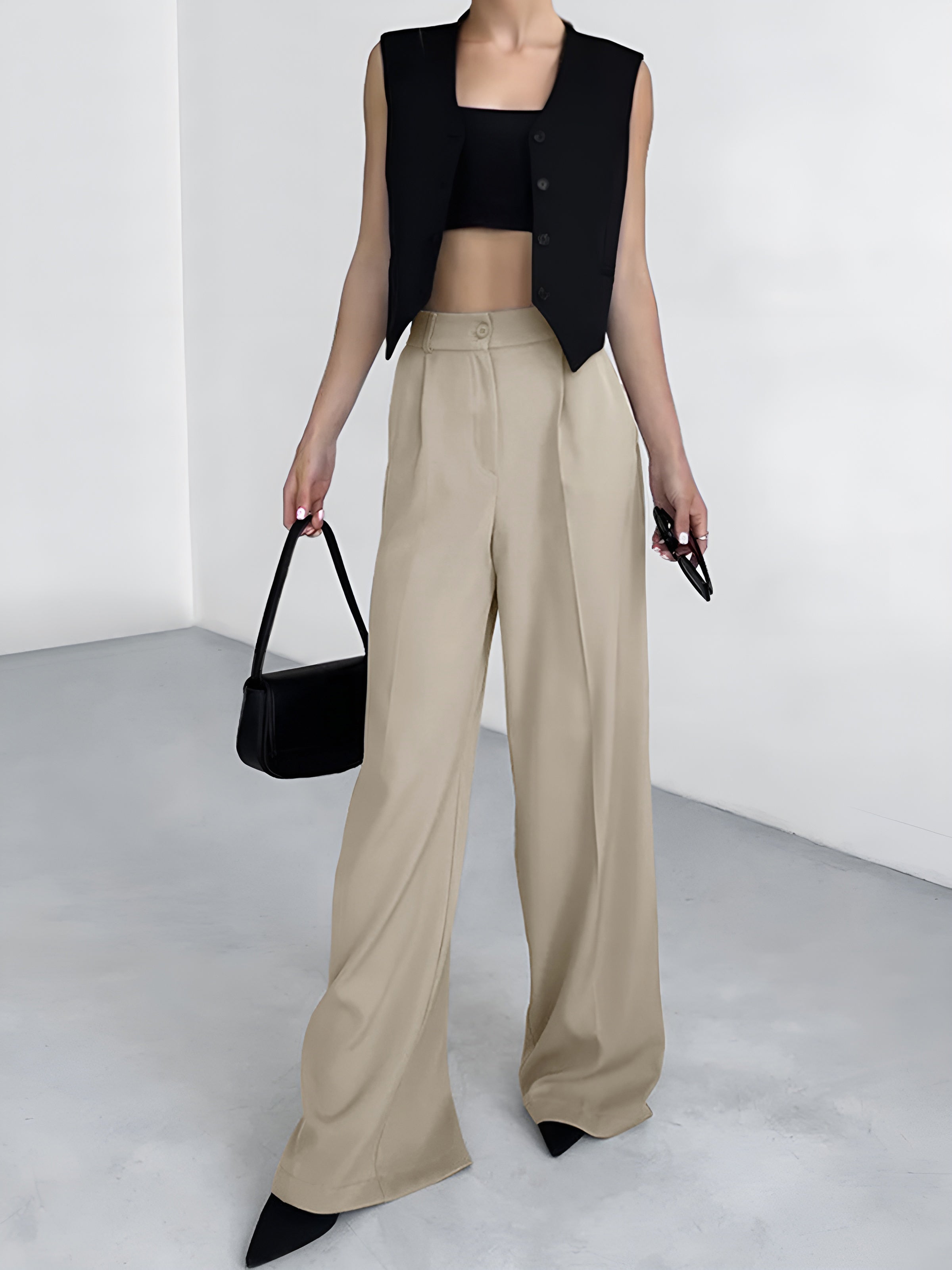 Pockets Wide Leg Pants