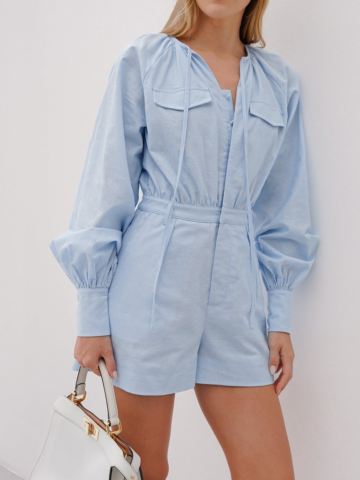 Pure Cotton Pocket Short Jumpsuit