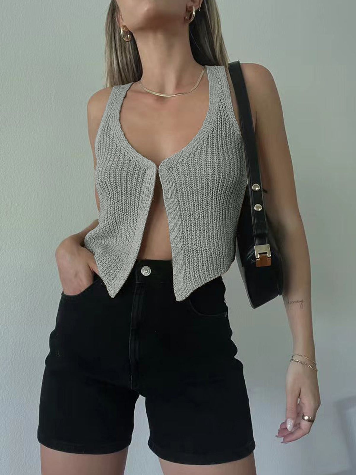 Classic Hook-and-Eye Knit Vest