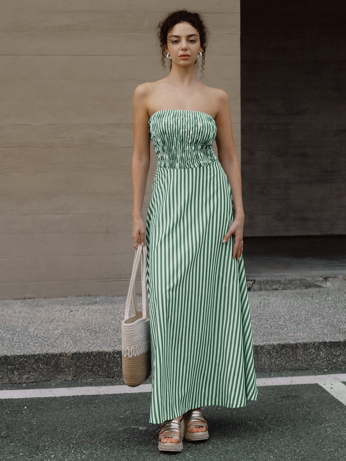 Striped Tube Long Dress