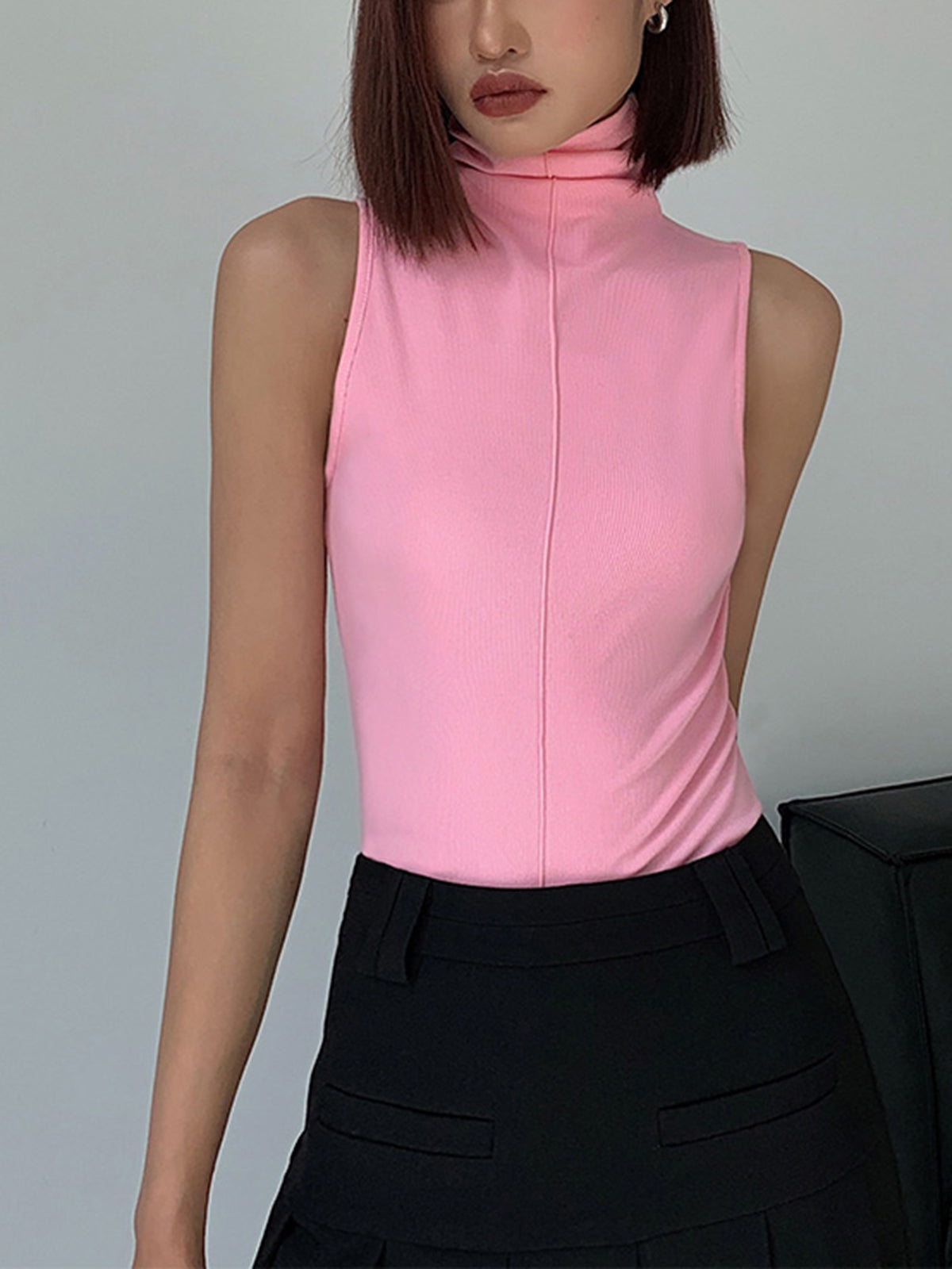 Basic Snug Turtleneck Tank Top