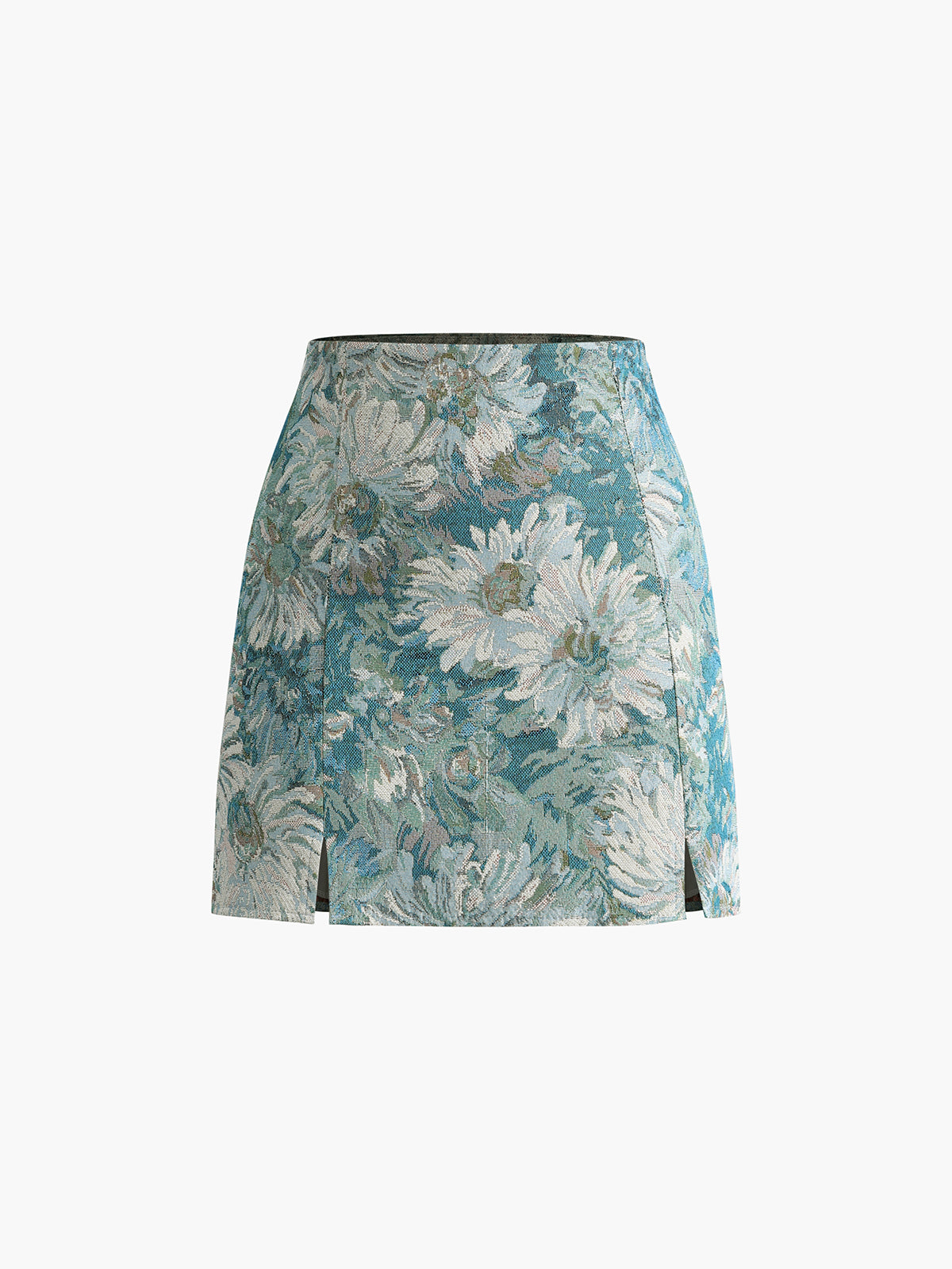 Floral Embroidery Split Mini Skirt