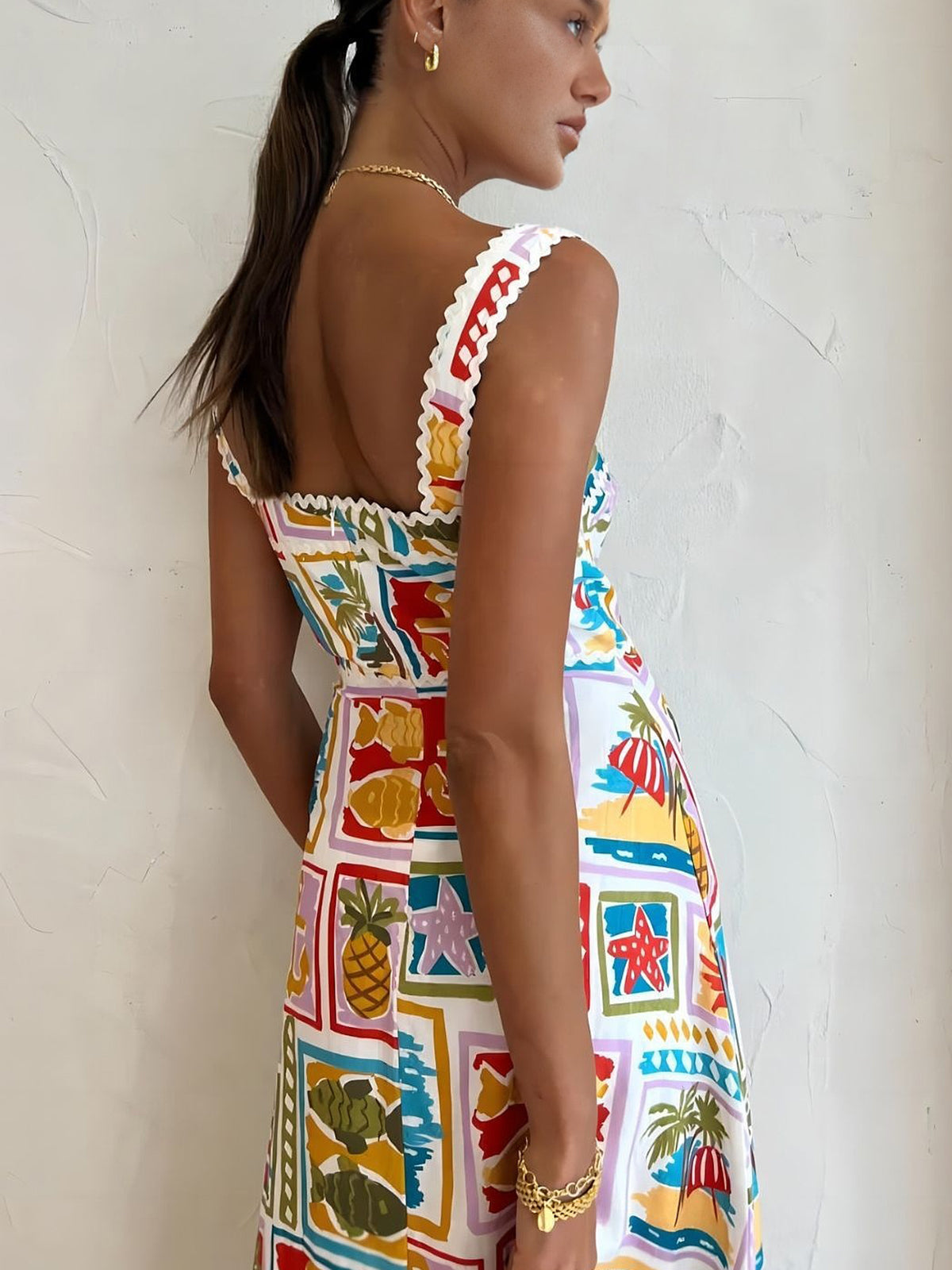 Graffiti Print Sleeveless Long Dress