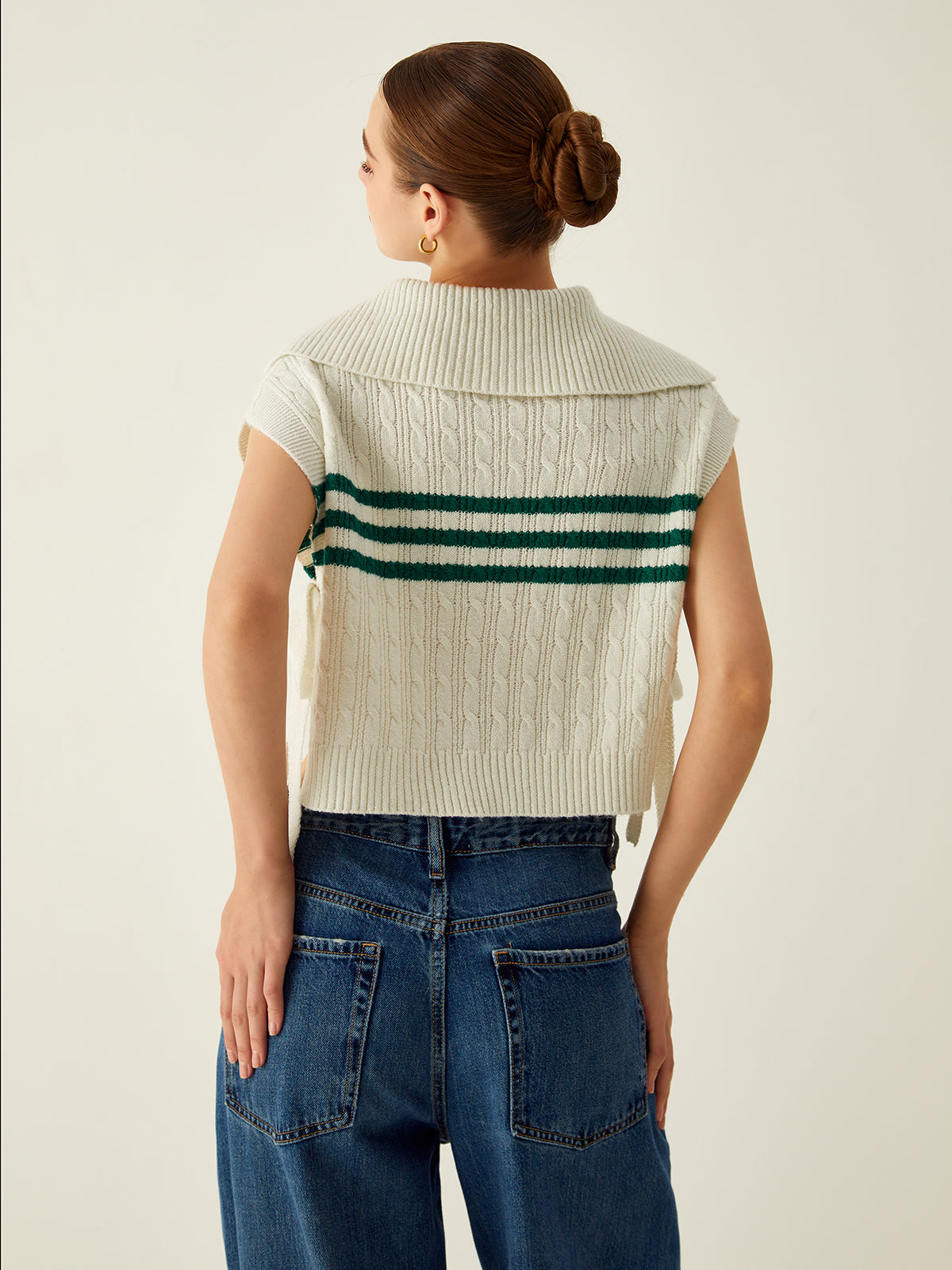 Contrast Stripe Knotted Sweater Vest