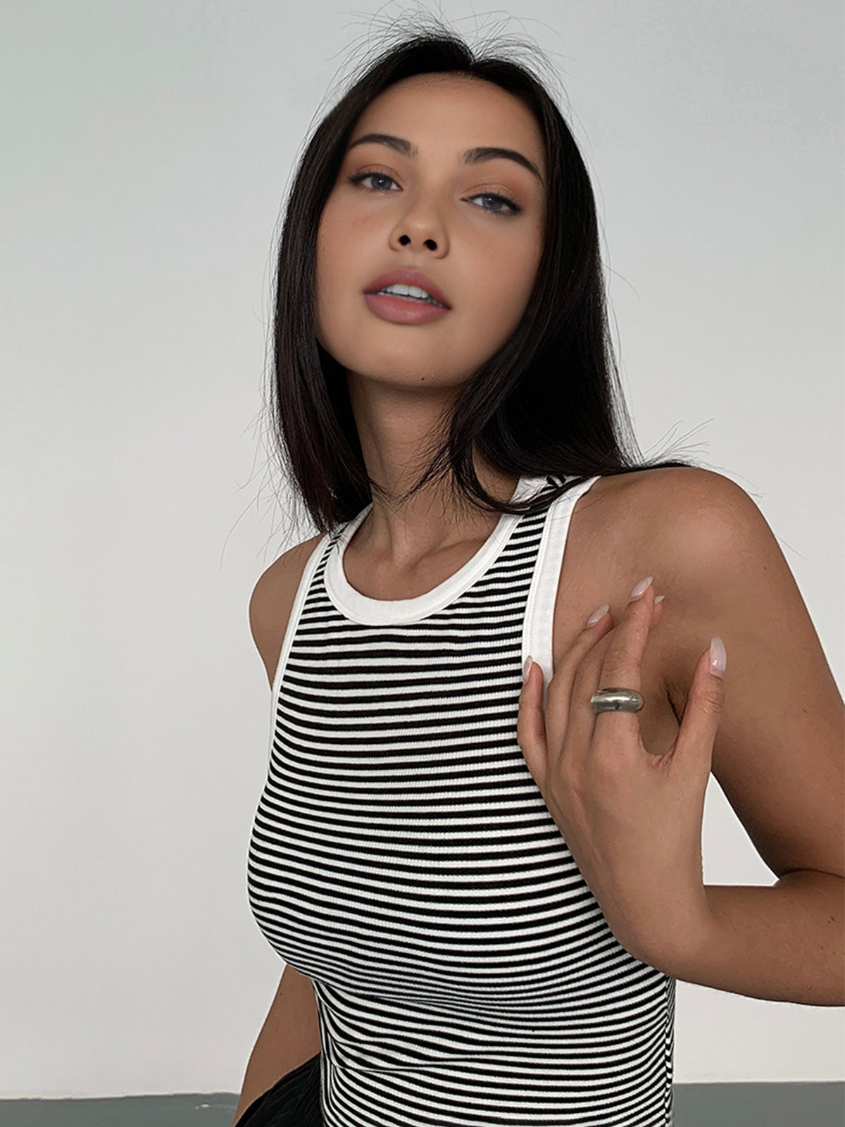 Striped Crew Neck Tank Top