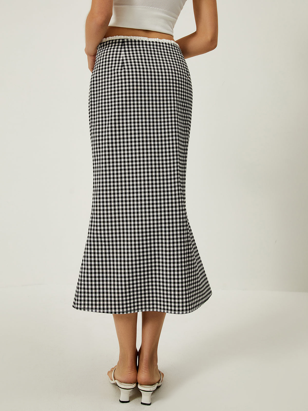 Plaid Print Mermaid Midi Skirt