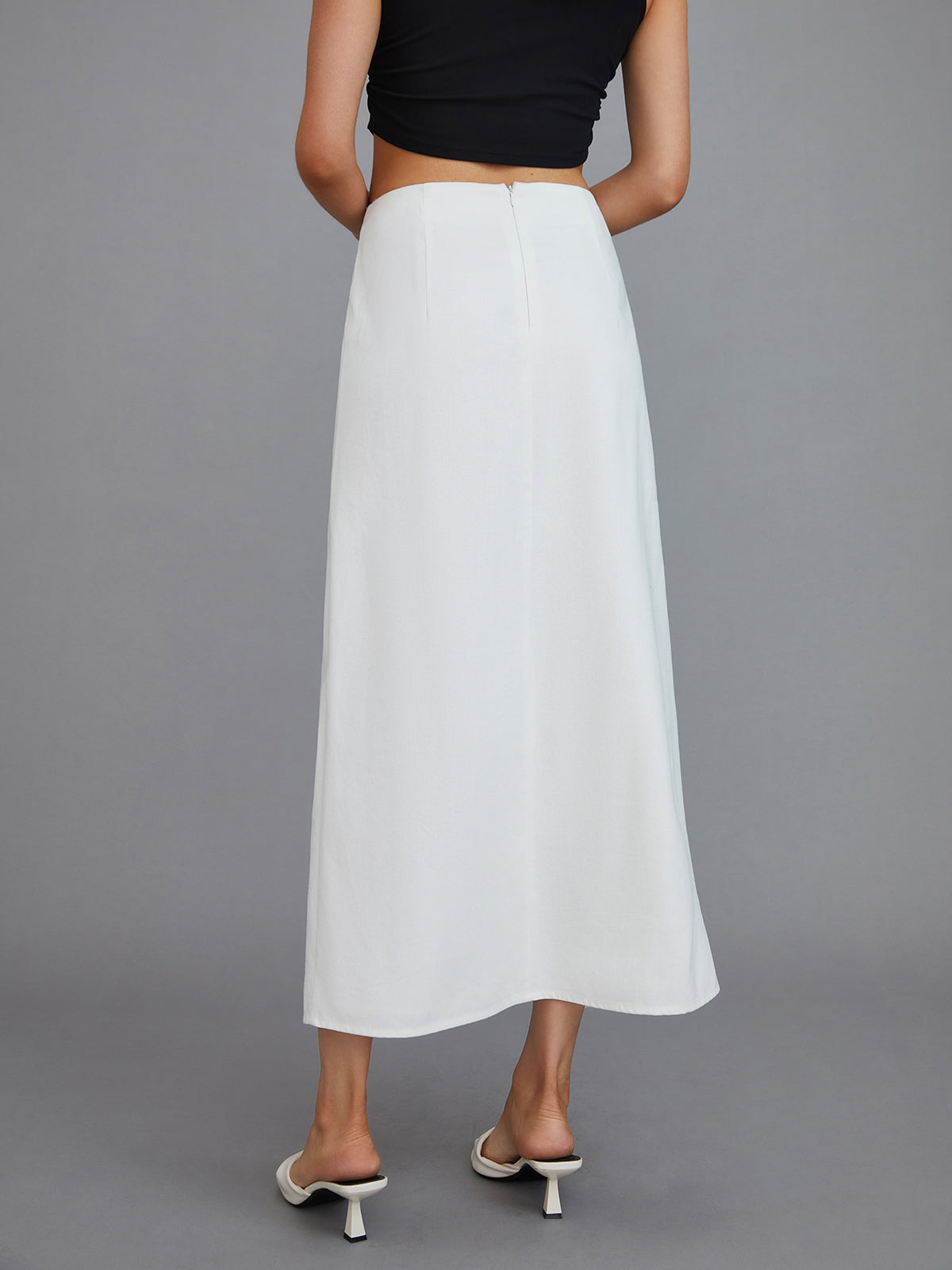 Multi-Button Split Middle Waist Maxi Skirt