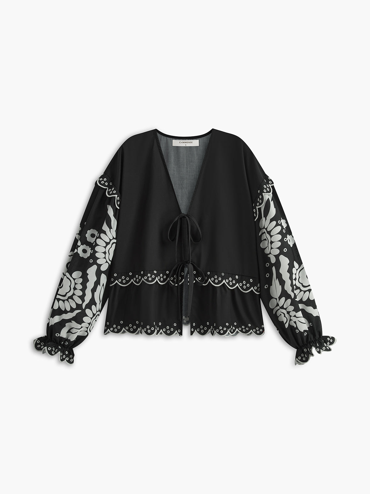 Ruffle Print Knotted Shirt