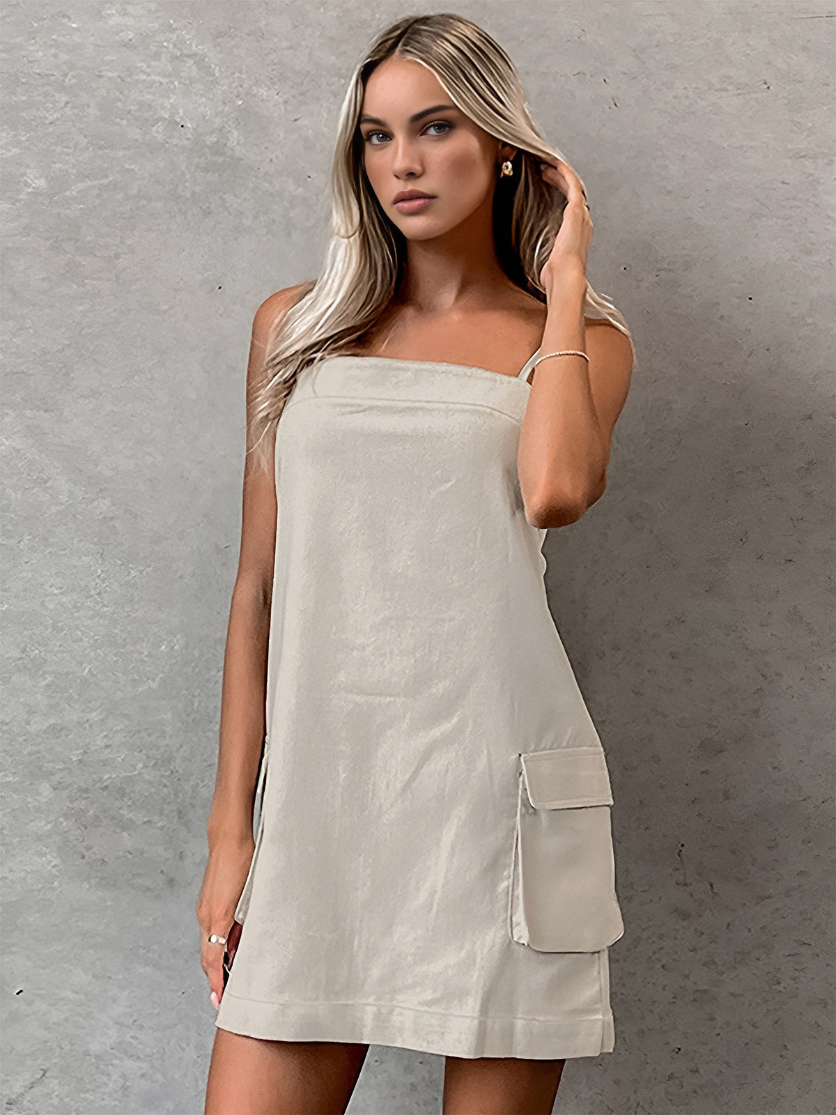 Cotton & Linen Pockets Cami Dress