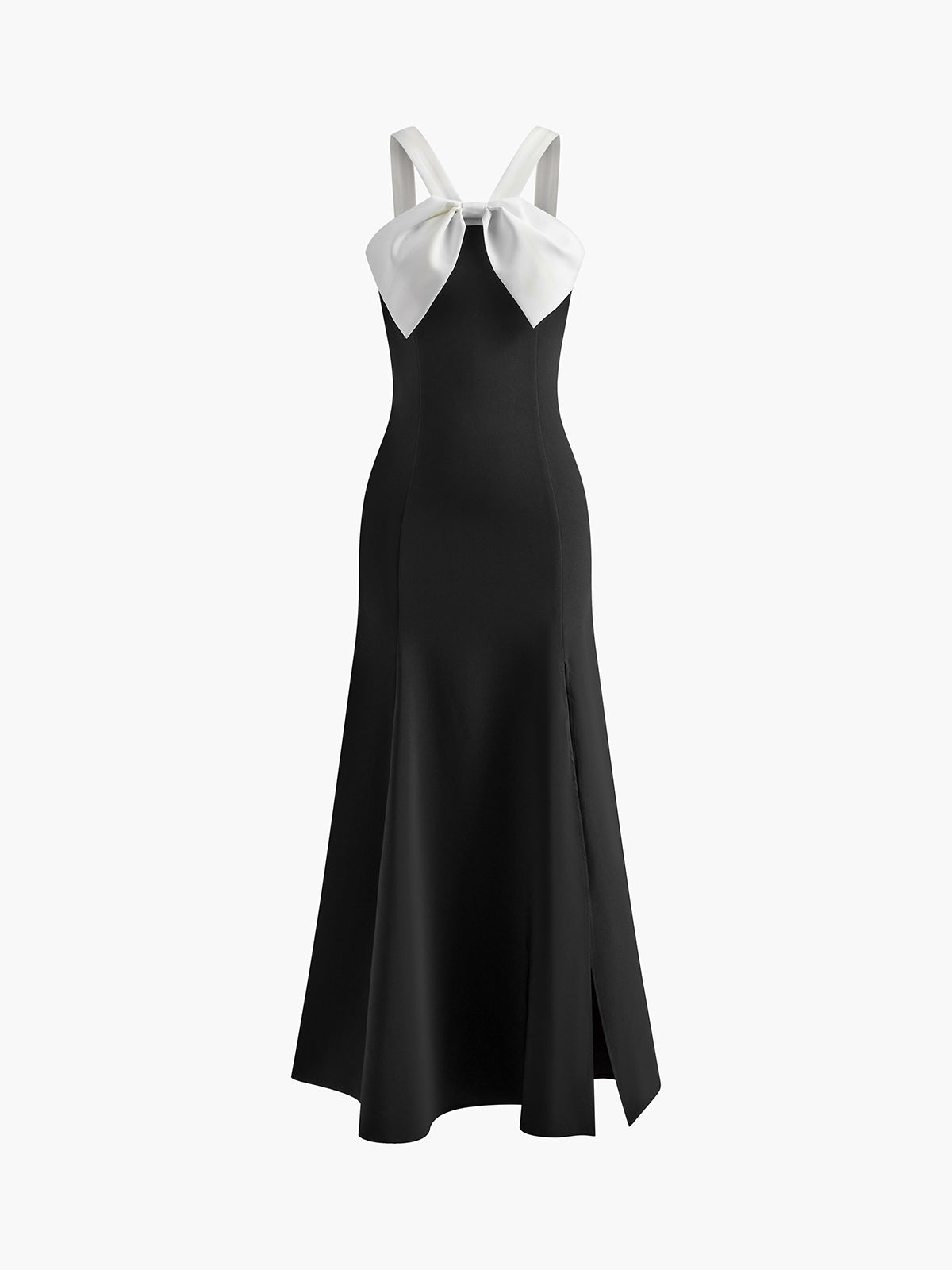 Contrast Trim Knotted Zipper Dress