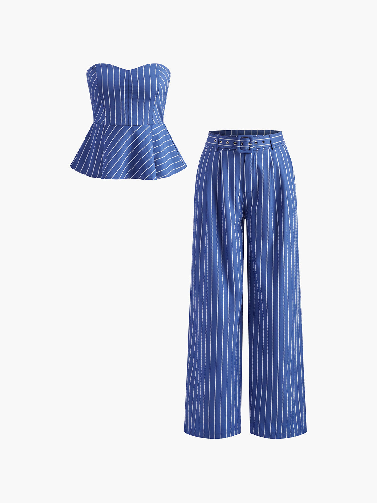 Stripe Belted sweetheart Pants Set