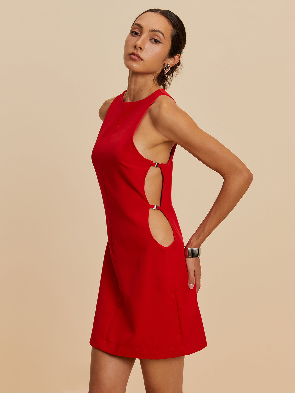 Sleeveless Cutout Crew Neck Dress