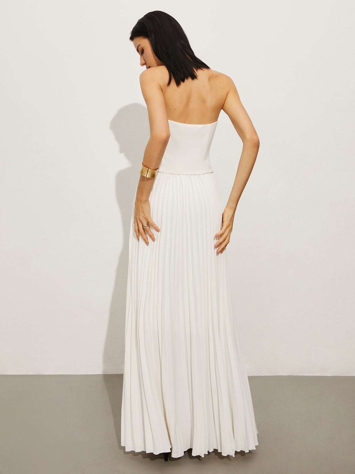 Wrap Off-Shoulder Pleated Dress