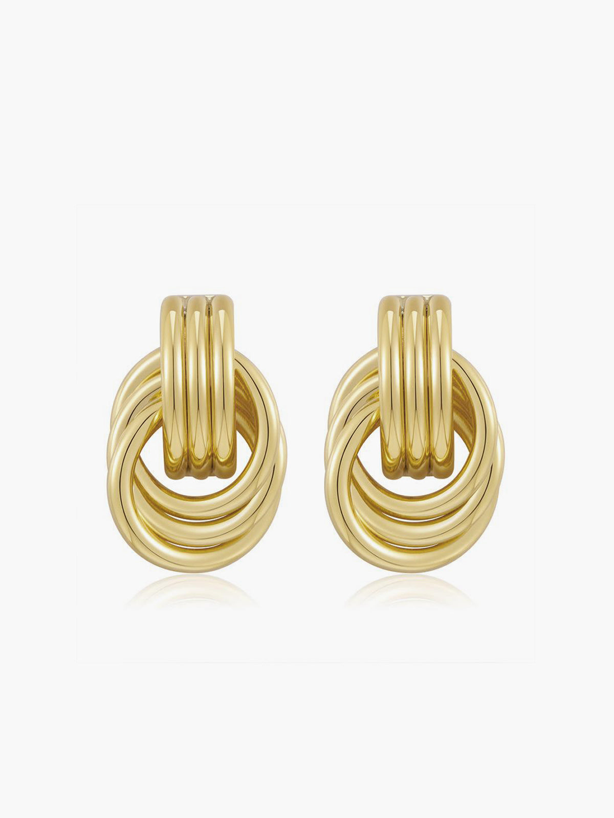 Gold Tone Multi Ring Drop Earrings