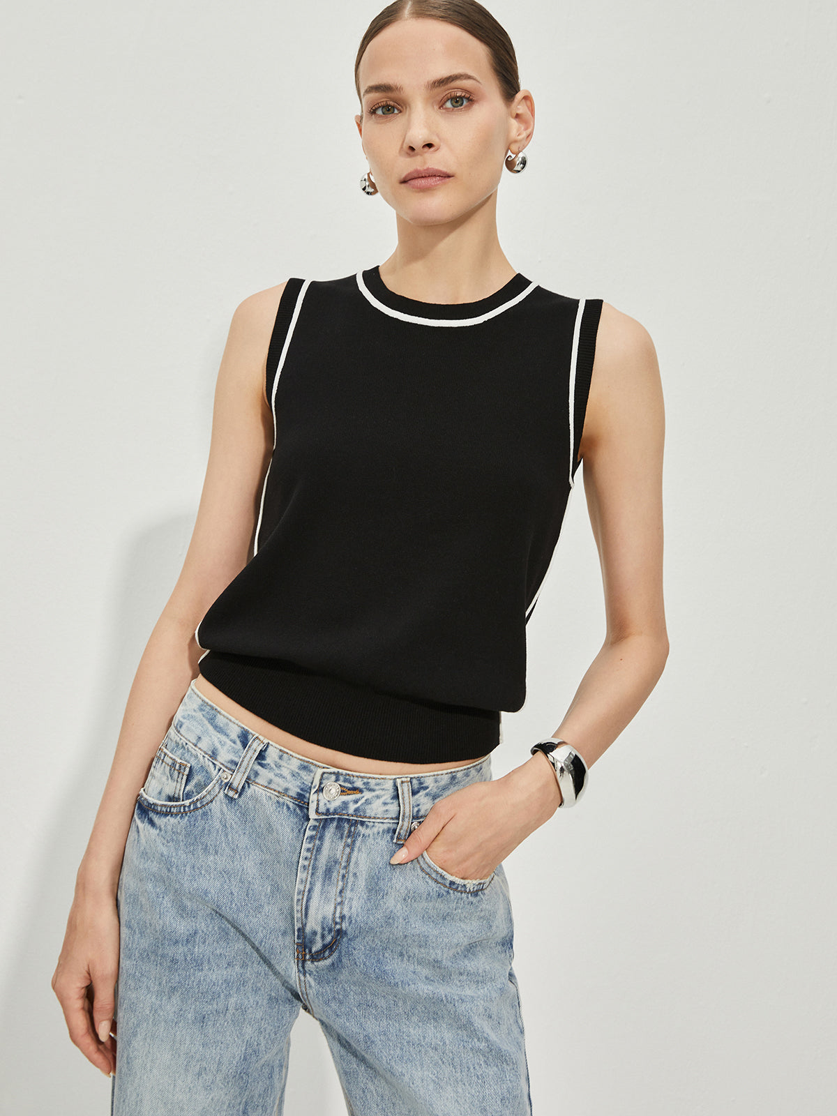 Casual Contrast Binding Tank Top