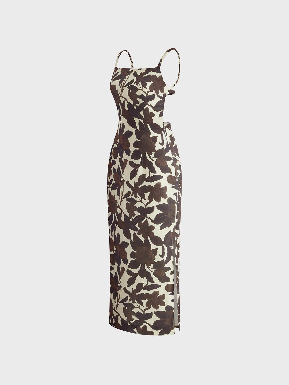 Backless Print Split Zipper Dress