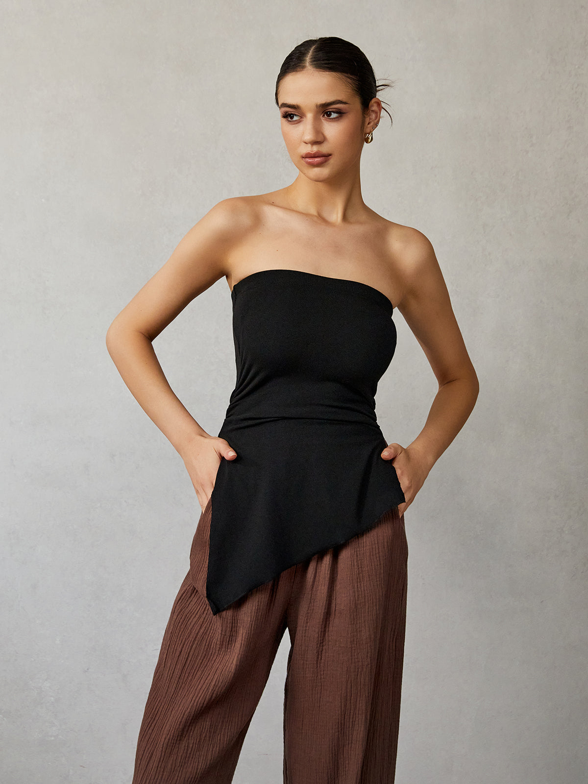 Split Plain Tube Top