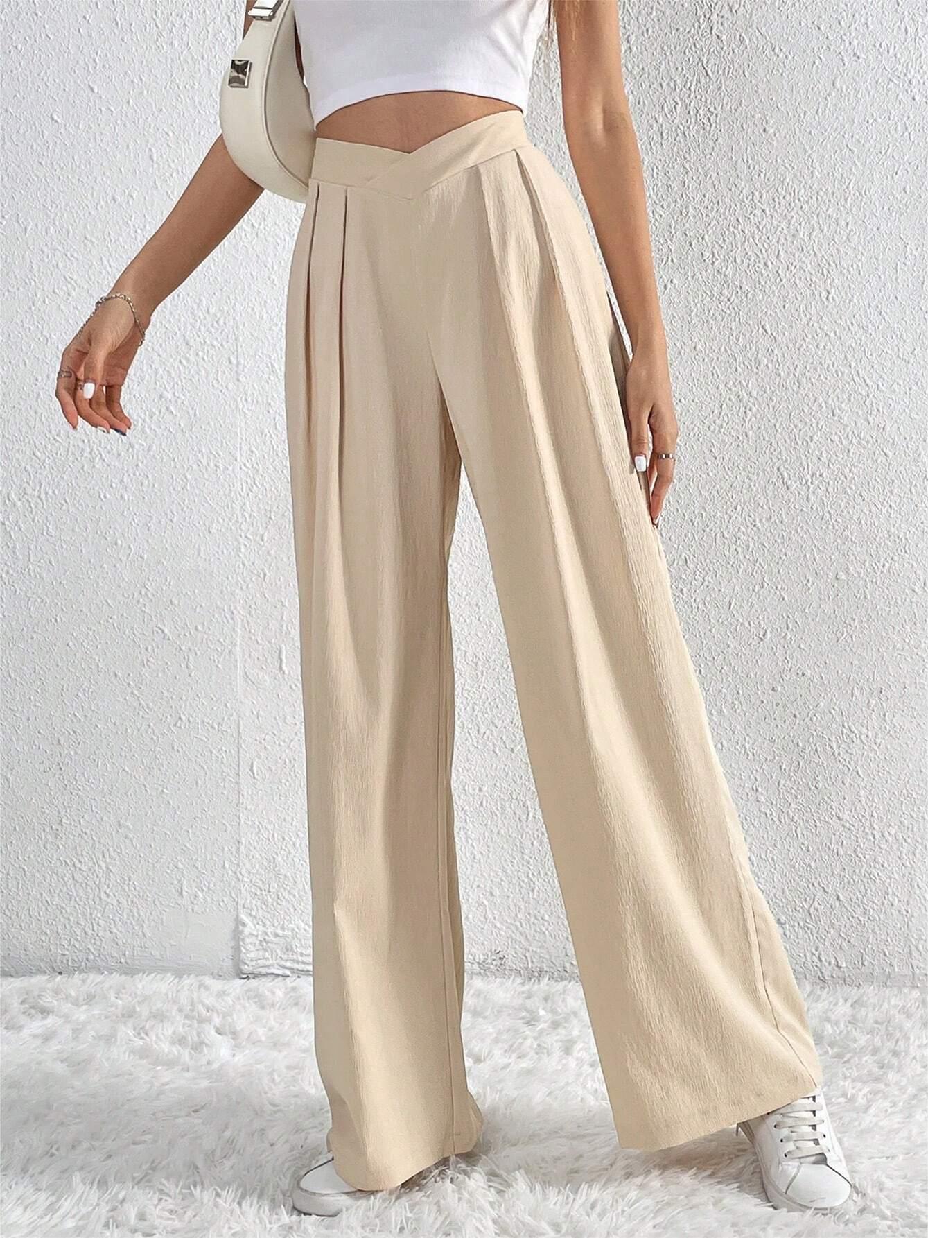 Casual Pleated Wide Leg Pants