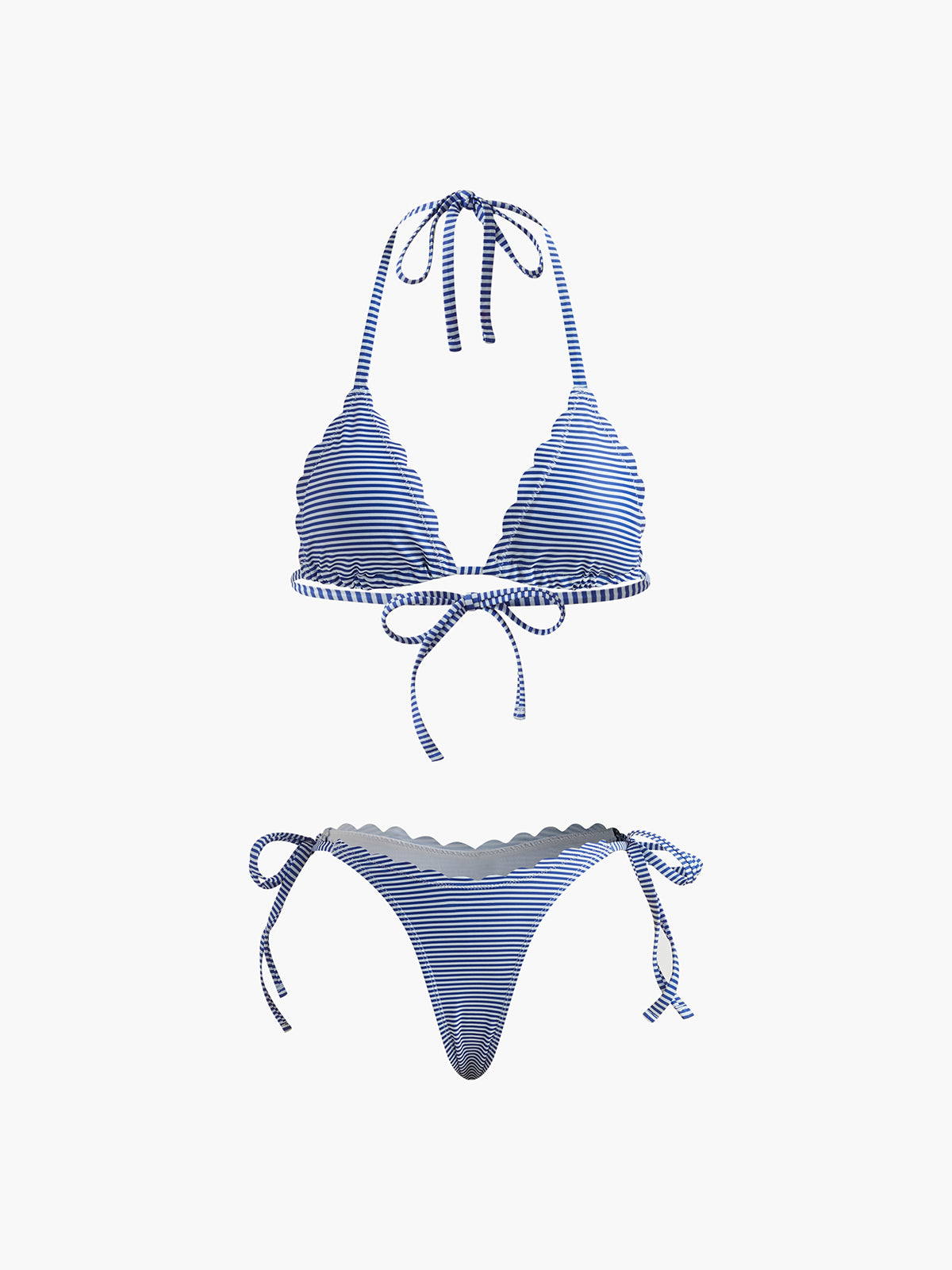 Halter Striped Removable Pads Bikini Set